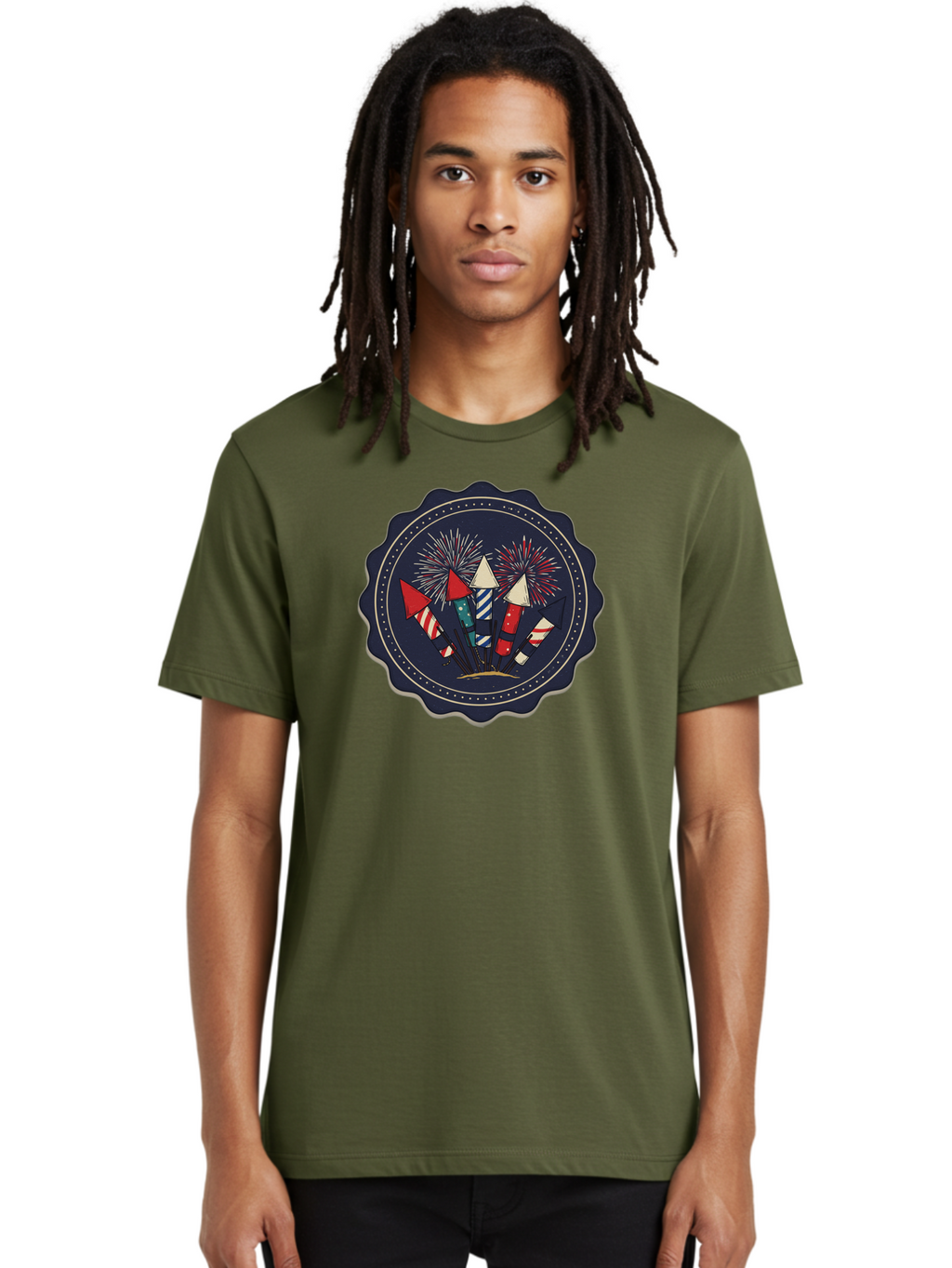Fireworks-Icon Men'S Graphic Tee, 100% Cotton, Comfortable Casual Summer Wear, Machine Washable, Fireworks Explosion, Festive Celebration, Party Decorations, Colorful Display, Explosive Bursts, Vibrant Colors, Celebratory Theme Bad093