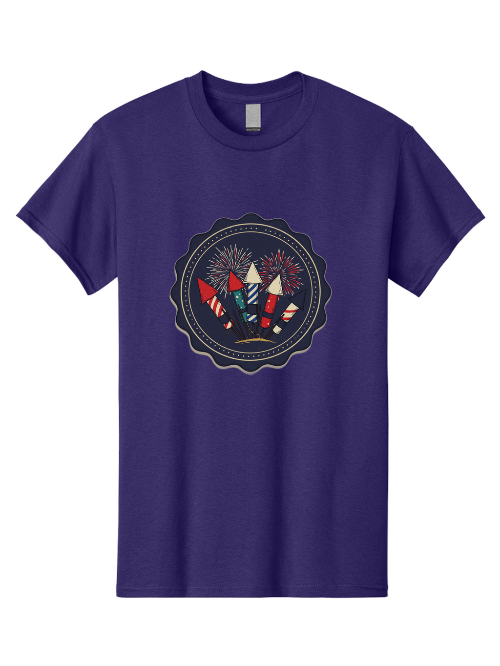Fireworks-Icon Men'S Graphic Tee, 100% Cotton, Comfortable Casual Summer Wear, Machine Washable, Fireworks Explosion, Festive Celebration, Party Decorations, Colorful Display, Explosive Bursts, Vibrant Colors, Celebratory Theme Bad093