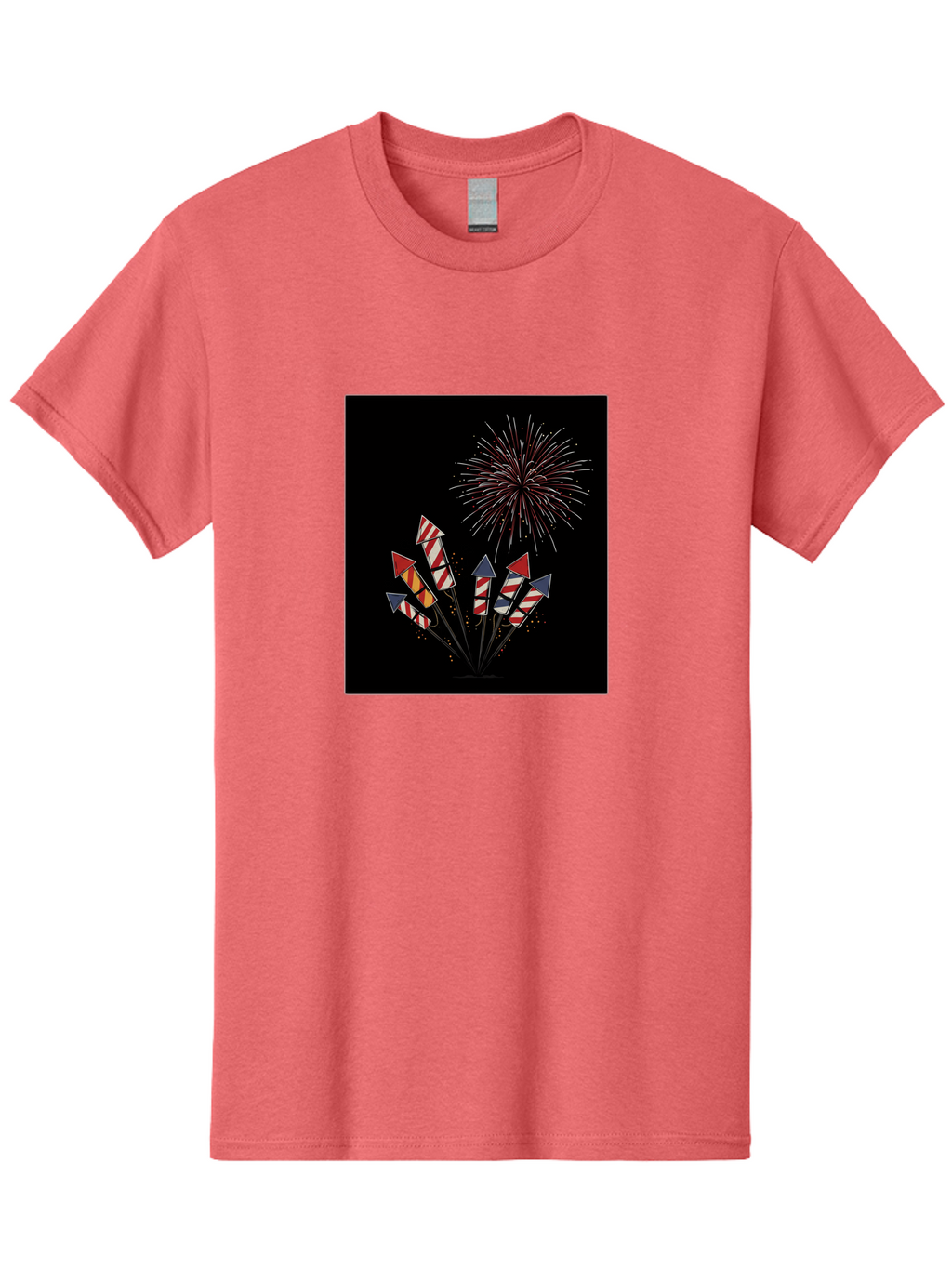 Fireworks Men'S Graphic Tee, 100% Cotton, Comfortable Casual Summer Wear, Machine Washable, Fireworks Explosion, Red White And Blue Fireworks, Festive Celebration, Patriotic Theme, 4Th Of July, Independence Day, Festive Atmosphere, Bad094