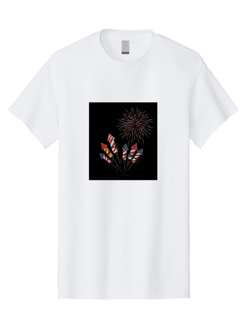 Fireworks Men'S Graphic Tee, 100% Cotton, Comfortable Casual Summer Wear, Machine Washable, Fireworks Explosion, Red White And Blue Fireworks, Festive Celebration, Patriotic Theme, 4Th Of July, Independence Day, Festive Atmosphere, Bad094