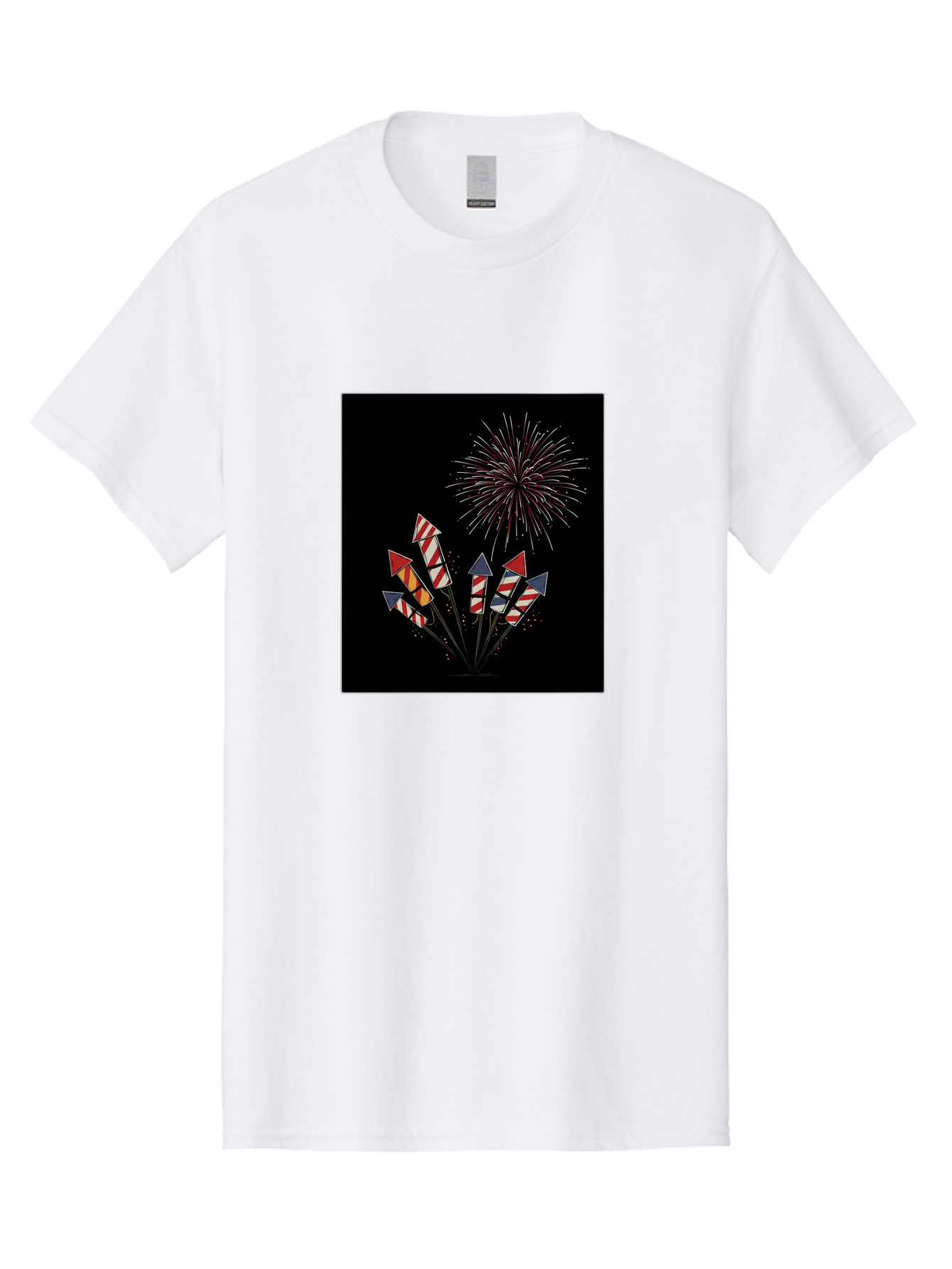 Fireworks Men'S Graphic Tee, 100% Cotton, Comfortable Casual Summer Wear, Machine Washable, Fireworks Explosion, Red White And Blue Fireworks, Festive Celebration, Patriotic Theme, 4Th Of July, Independence Day, Festive Atmosphere, Bad094