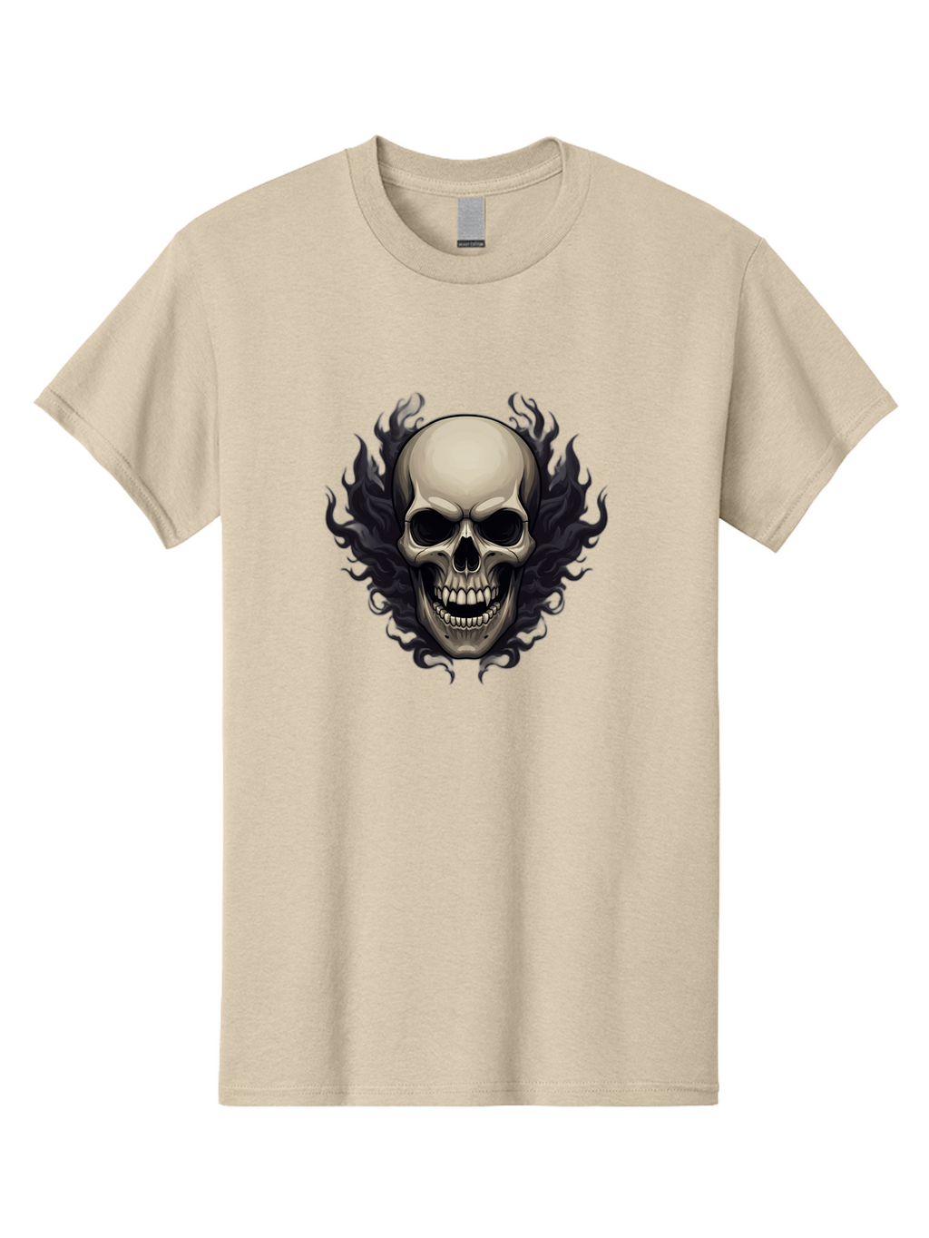 Flaming-Skull Men'S Graphic Tee, 100% Cotton, Comfortable Casual Summer Wear, Machine Washable, Skull With Flames, Grunge Style, Gothic Graphic, Horror Theme, Dark Art, Punk Rock, Edgy Design, Bold Imagery, Fiery Skull, Intense Graphics Bad101