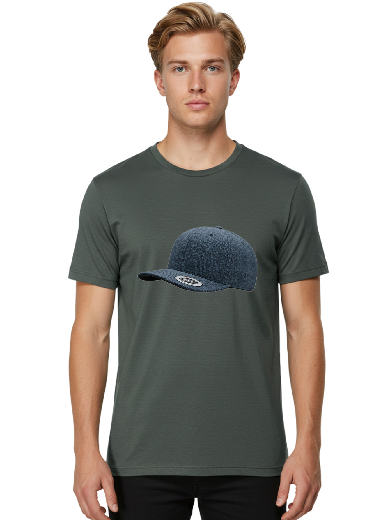 Flexfit-Cap Men'S Graphic Tee, 100% Cotton, Comfortable Casual Summer Wear, Machine Washable, Flexfit Baseball Cap, Dark Blue Cap, Snapback Hat, Flexfit Logo, Stylish Headwear, Casual Fashion, Sports Cap, Flexfit Branding, Hat With Logo Bad102