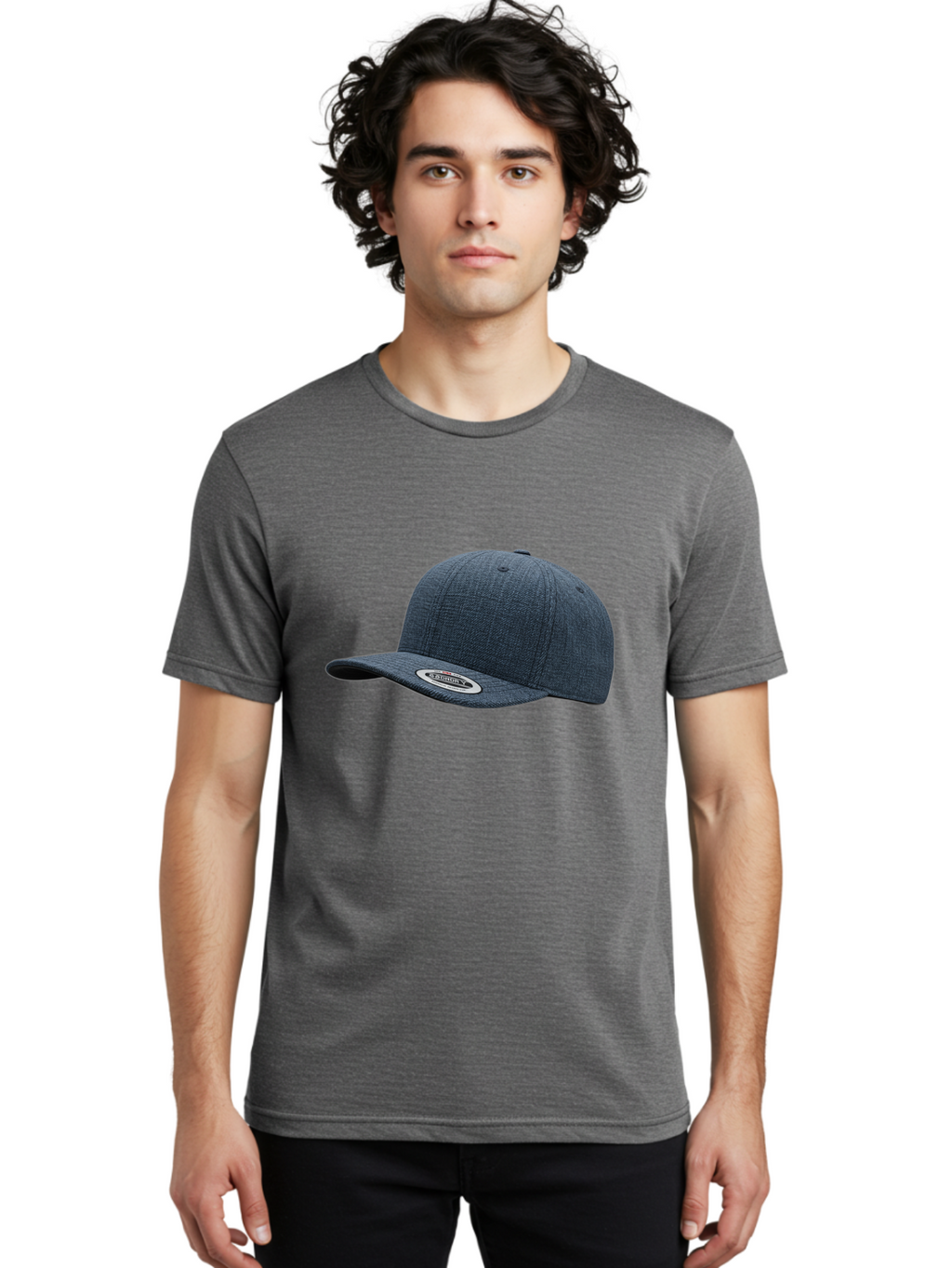Flexfit-Cap Men'S Graphic Tee, 100% Cotton, Comfortable Casual Summer Wear, Machine Washable, Flexfit Baseball Cap, Dark Blue Cap, Snapback Hat, Flexfit Logo, Stylish Headwear, Casual Fashion, Sports Cap, Flexfit Branding, Hat With Logo Bad102
