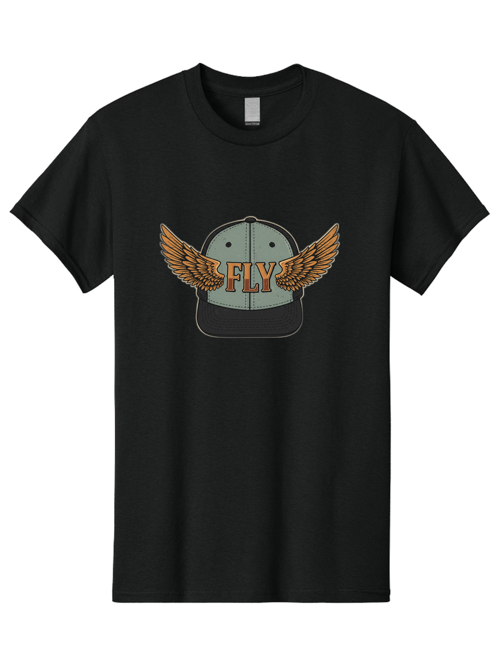Fly-Baseball-Cap Men'S Graphic Tee, 100% Cotton, Comfortable Casual Summer Wear, Machine Washable, Baseball Cap With Wings, Fly Logo, Fashion Accessory, Streetwear Style, Winged Design, Casual Wear, Trendy Apparel, Hat With Wings Bad109