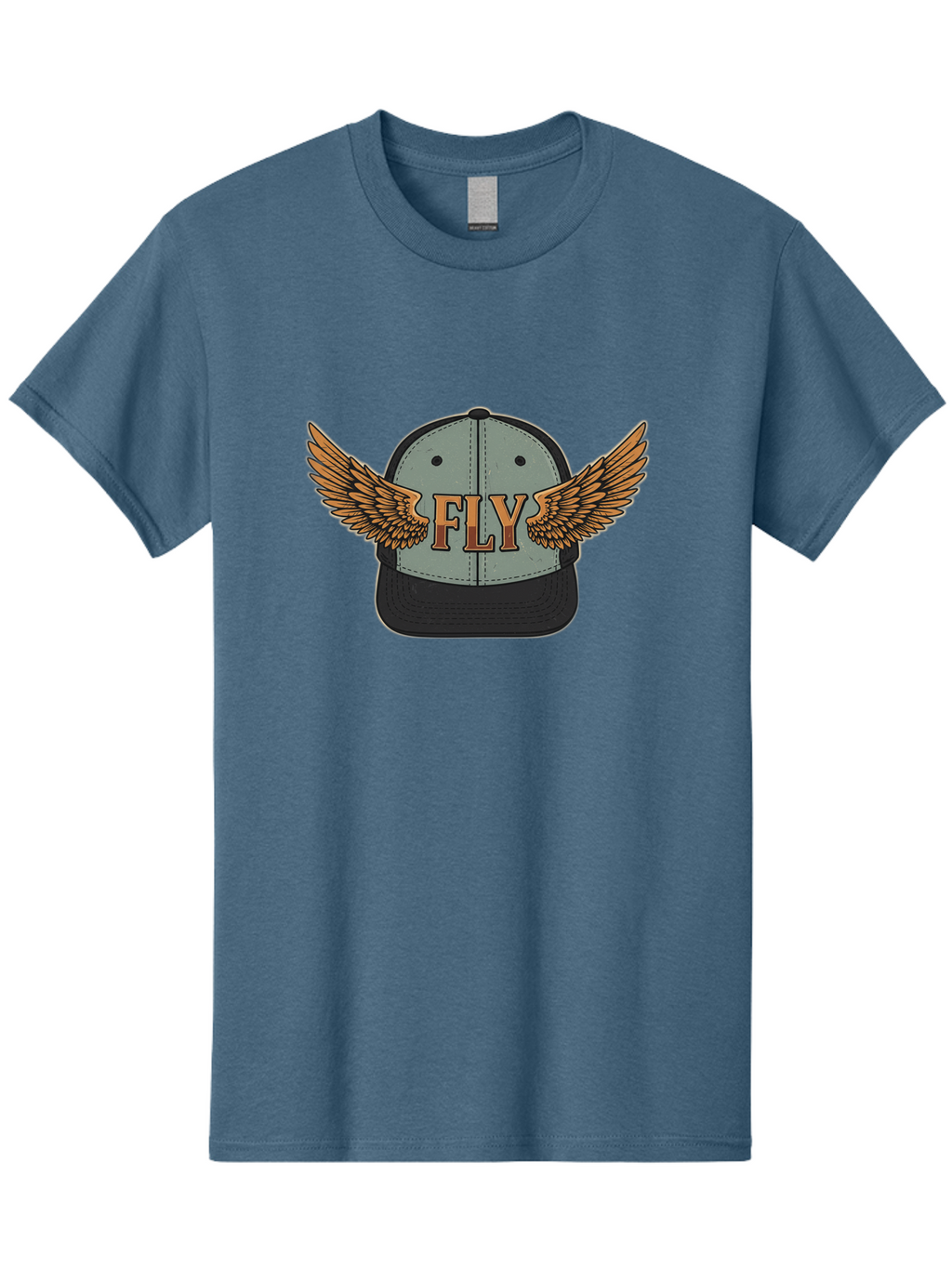 Fly-Baseball-Cap Men'S Graphic Tee, 100% Cotton, Comfortable Casual Summer Wear, Machine Washable, Baseball Cap With Wings, Fly Logo, Fashion Accessory, Streetwear Style, Winged Design, Casual Wear, Trendy Apparel, Hat With Wings Bad109