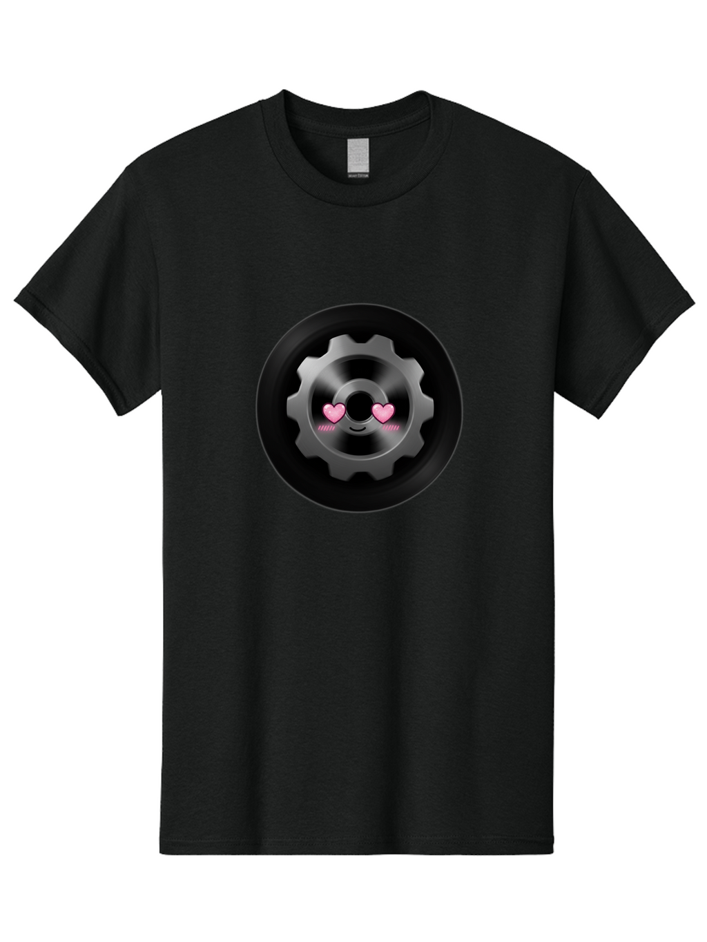 Gear Men'S Graphic Tee, 100% Cotton, Comfortable Casual Summer Wear, Machine Washable, Metal Gear, Heart Eyes, Love Symbol, Romantic Machinery, Cute Robotics, Heart-Shaped Eyes, Mechanical Love, Tech Emoticon Bad126
