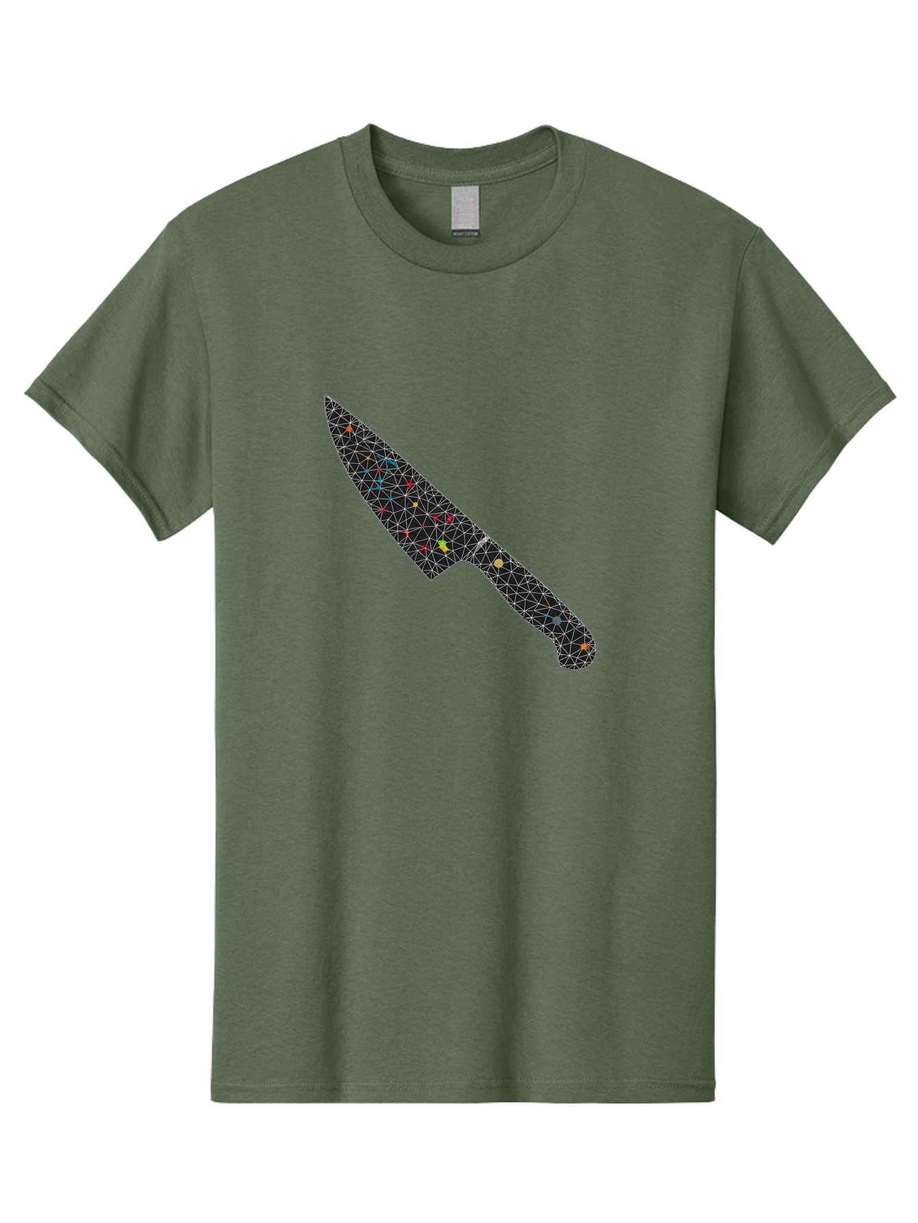 Geometric-Knife Men'S Graphic Tee, 100% Cotton, Comfortable Casual Summer Wear, Machine Washable, Low Poly Knife, Geometric Pattern, 3D Design, Colorful Accents, Modern Style, Abstract Art, Futuristic Look, Sharp Edge, Digital Illustration Bad129