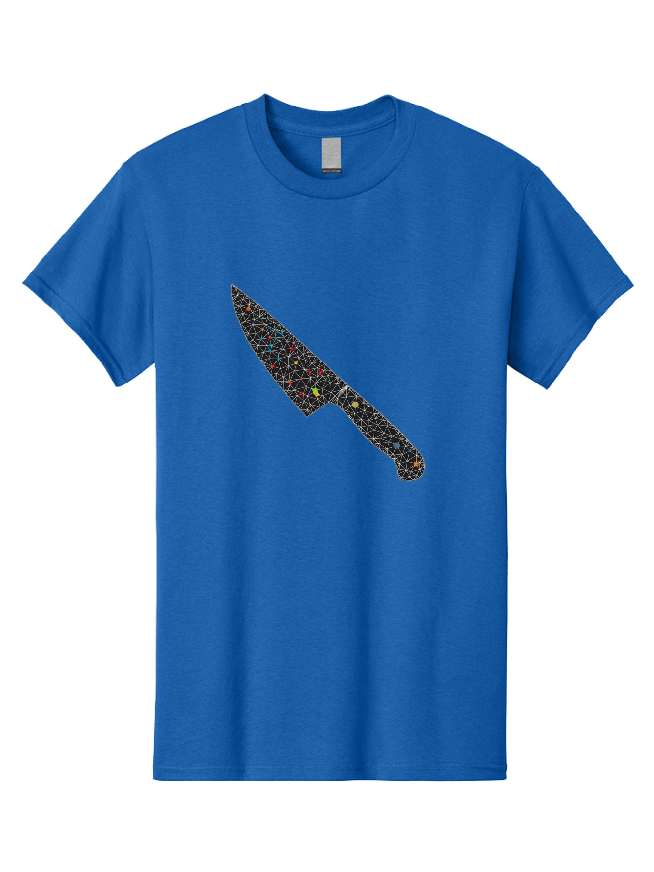 Geometric-Knife Men'S Graphic Tee, 100% Cotton, Comfortable Casual Summer Wear, Machine Washable, Low Poly Knife, Geometric Pattern, 3D Design, Colorful Accents, Modern Style, Abstract Art, Futuristic Look, Sharp Edge, Digital Illustration Bad129