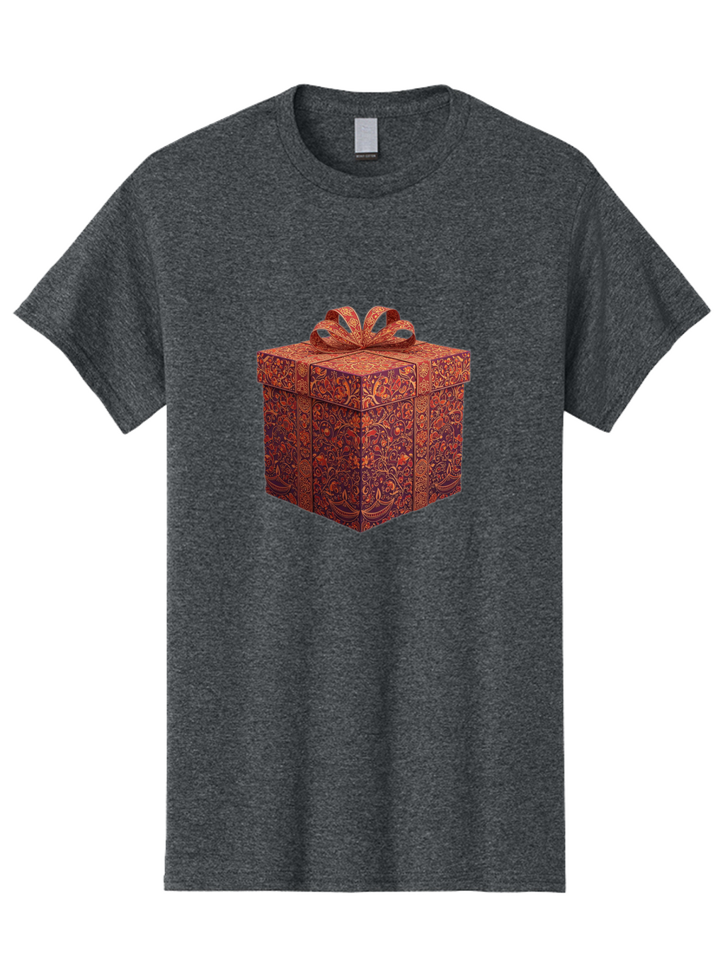 Gift-Box-1 Men'S Graphic Tee, 100% Cotton, Comfortable Casual Summer Wear, Machine Washable, Gift Box With Ribbon, Luxury Gift Wrapping, Red And Orange Floral Pattern, Beautiful Presentation, Intricate Designs, Gift Giving, Special Occasion Bad140