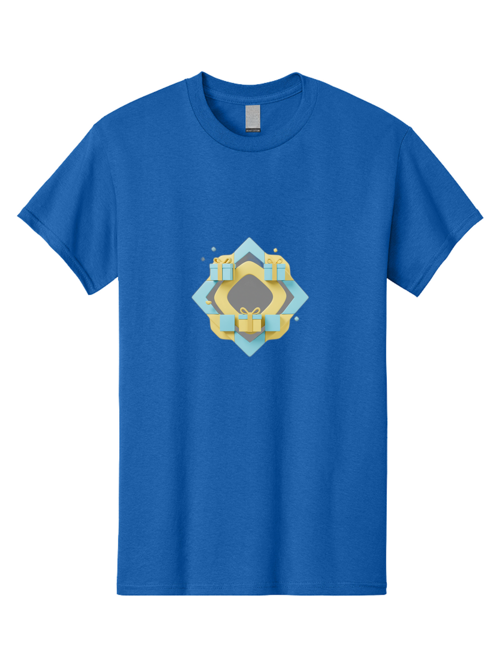 Gift-Boxes Men'S Graphic Tee, 100% Cotton, Comfortable Casual Summer Wear, Machine Washable, Gift Boxes, Wrapped Presents, Blue And Yellow Packaging, Decorative Bows, Festive Design, Celebration Gift, Luxury Presents Bad146