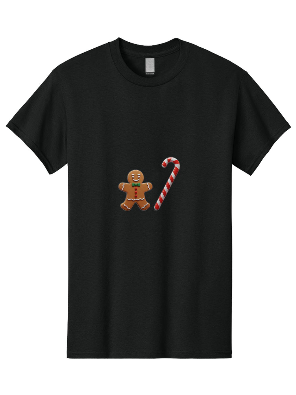 Gingerbread-Man-Candy-Cane Men'S Graphic Tee, 100% Cotton, Comfortable Casual Summer Wear, Machine Washable, Gingerbread Man, Candy Cane, Holiday Treats, Festive Sweets, Christmas Cookie, Red And White, Sweet Delights, Festive Decorations, Bad149