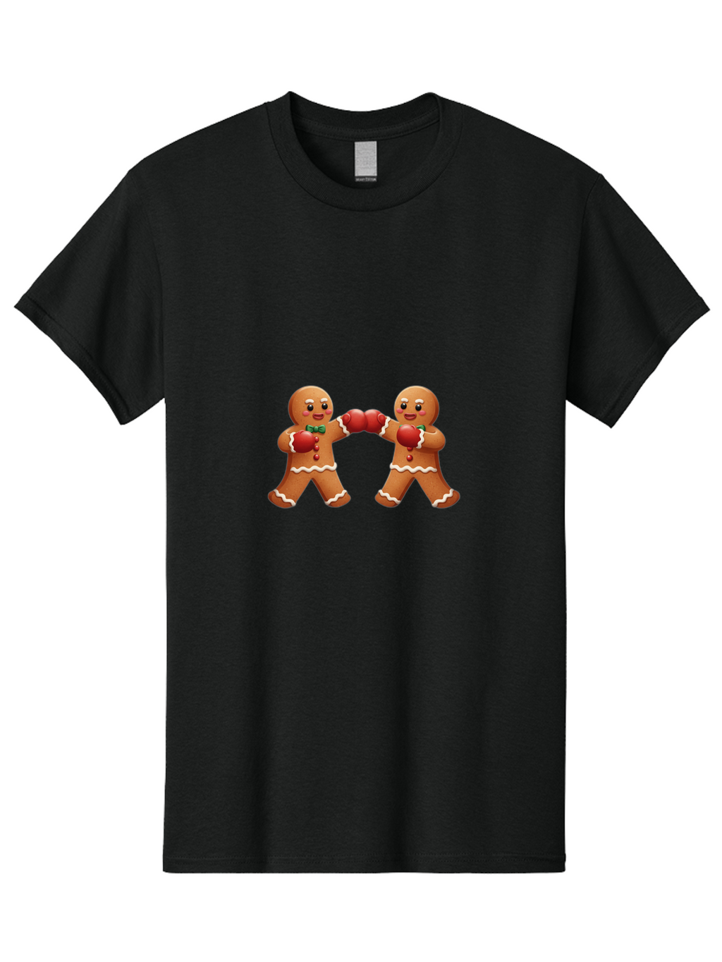 Gingerbread-Men-Boxing Men'S Graphic Tee, 100% Cotton, Comfortable Casual Summer Wear, Machine Washable, Gingerbread Man, Festive Characters, Holiday Treats, Boxing Gloves, Fighting Pose, Christmas Sweets, Baked Goods, Sweet Illustrations, Bad150