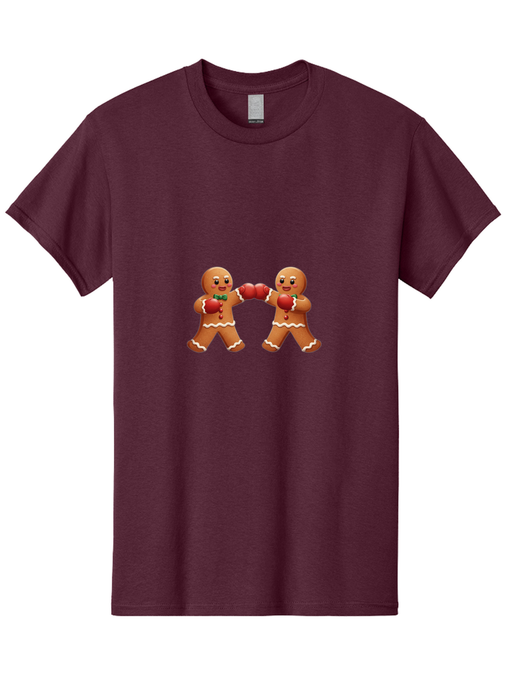Gingerbread-Men-Boxing Men'S Graphic Tee, 100% Cotton, Comfortable Casual Summer Wear, Machine Washable, Gingerbread Man, Festive Characters, Holiday Treats, Boxing Gloves, Fighting Pose, Christmas Sweets, Baked Goods, Sweet Illustrations, Bad150