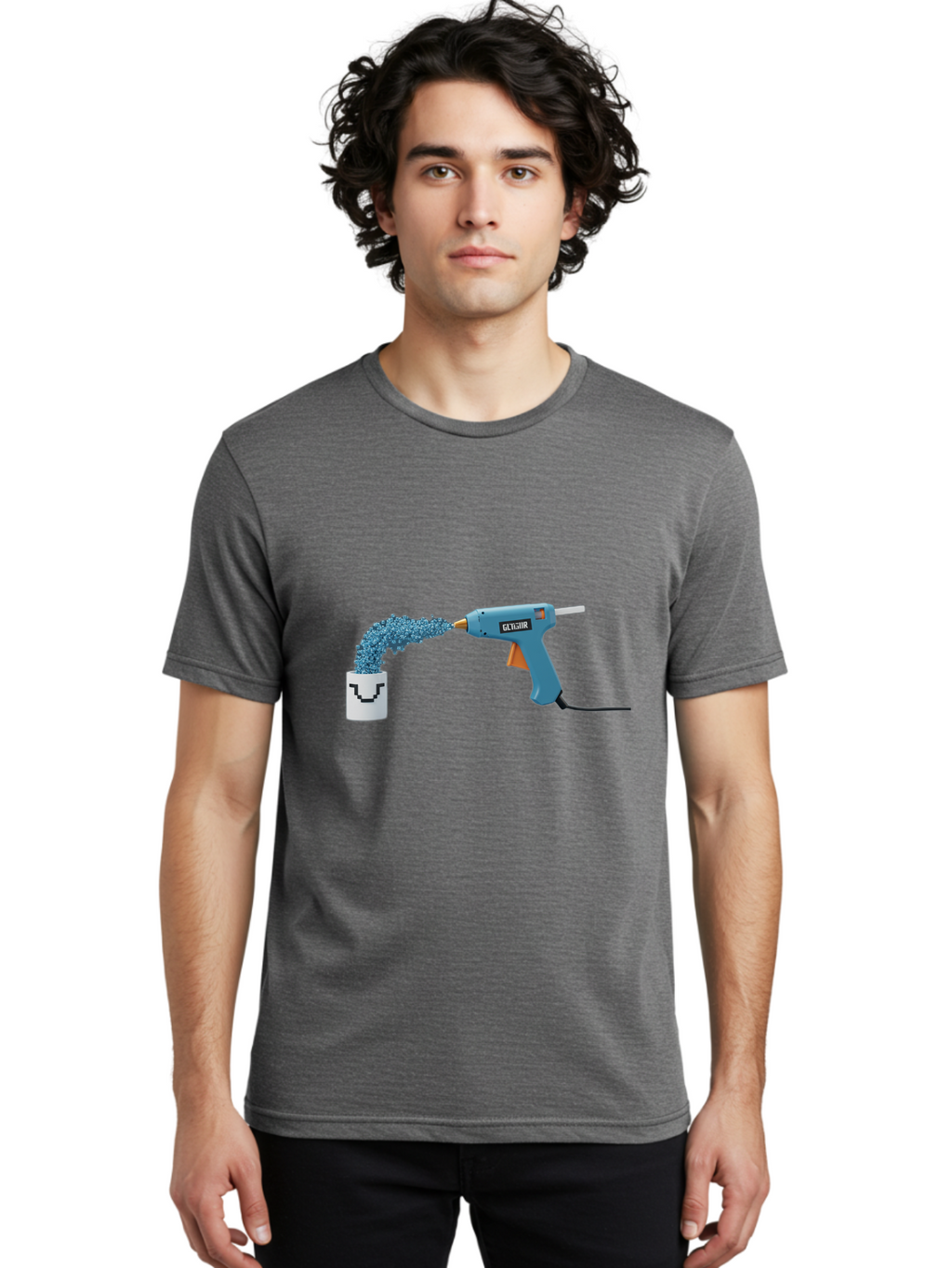 Glu4Hr-Glue-Gun Men'S Graphic Tee, 100% Cotton, Comfortable Casual Summer Wear, Machine Washable, Hot Glue Gun, Gluing, Craft Supply, Crafting, Diy Project, Arts And Crafts, Adhesive, Creative Activity, Manual Dexterity Bad153