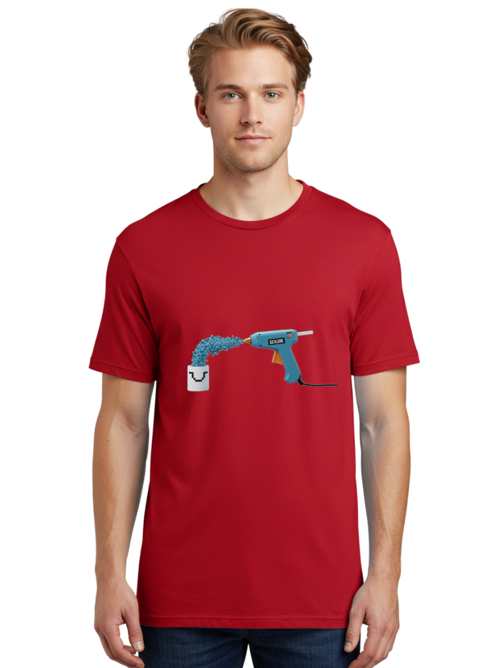 Glu4Hr-Glue-Gun Men'S Graphic Tee, 100% Cotton, Comfortable Casual Summer Wear, Machine Washable, Hot Glue Gun, Gluing, Craft Supply, Crafting, Diy Project, Arts And Crafts, Adhesive, Creative Activity, Manual Dexterity Bad153