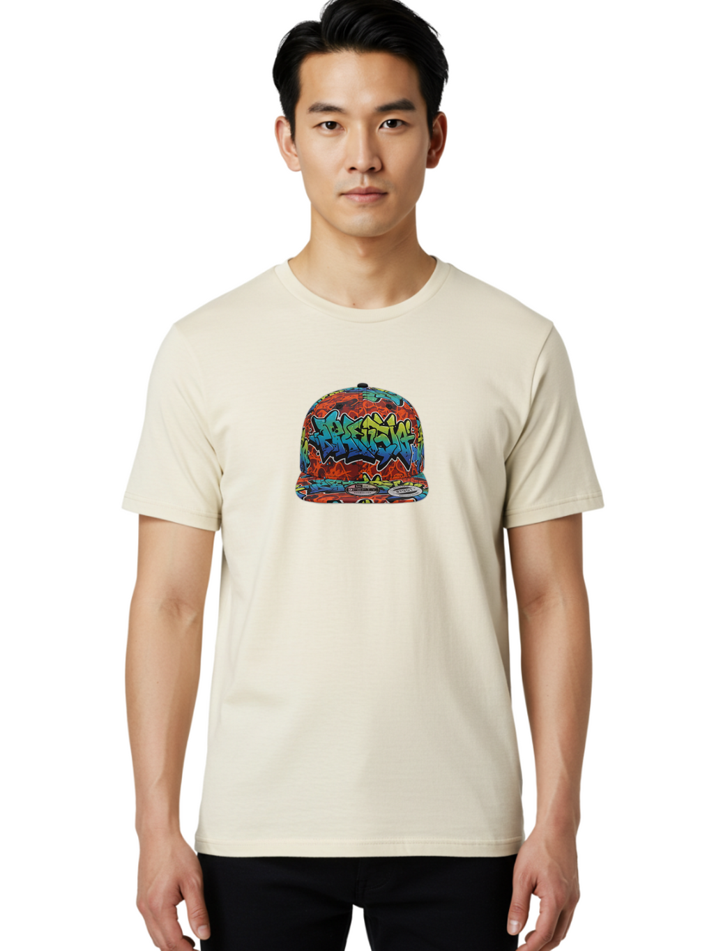 Graffiti-Baseball-Cap-1 Men'S Graphic Tee, 100% Cotton, Comfortable Casual Summer Wear, Machine Washable, New Era Cap, Graffiti Design, Streetwear Fashion, Urban Style, Colorful Hat, Trendy Accessories, Casual Wear, Baseball Cap, Graffiti Art, Bad162