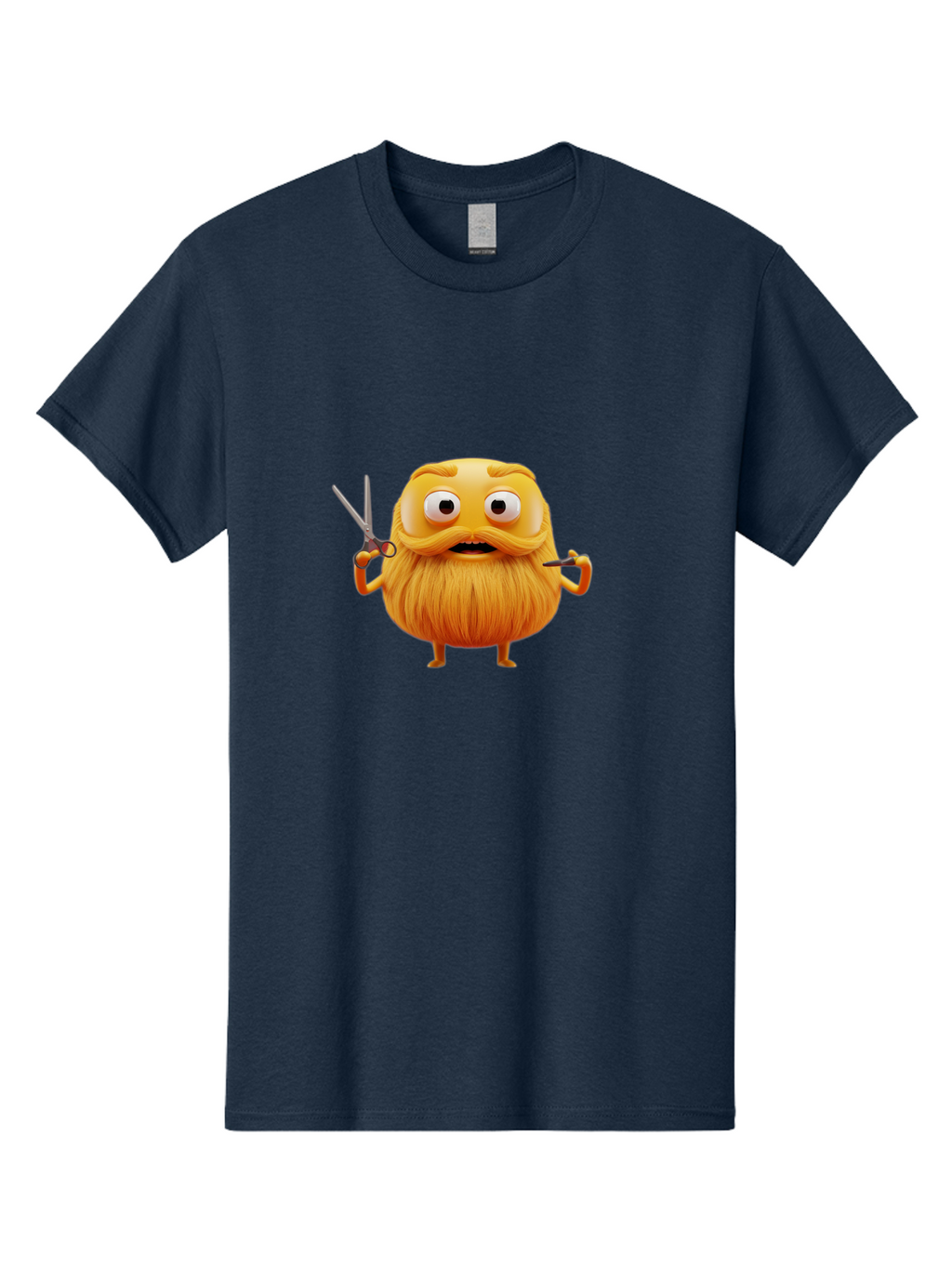 Grooming-Character Men'S Graphic Tee, 100% Cotton, Comfortable Casual Summer Wear, Machine Washable, Anthropomorphic Bread, Cartoon Character, Grooming, Scissors, Comb, Funny, Quirky, Humorous, Cartoon Style, Bread Character, Mustache, Beard Bad171