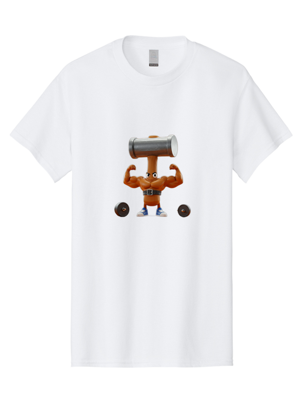 Gumball Men'S Graphic Tee, 100% Cotton, Comfortable Casual Summer Wear, Machine Washable, Flexing Cartoon Pencil, Strong And Muscular, Weightlifting Exercise, Dumbbells, Cartoon Character, Flexed Biceps, Fitness Motivation, Pencil With Face Bad172