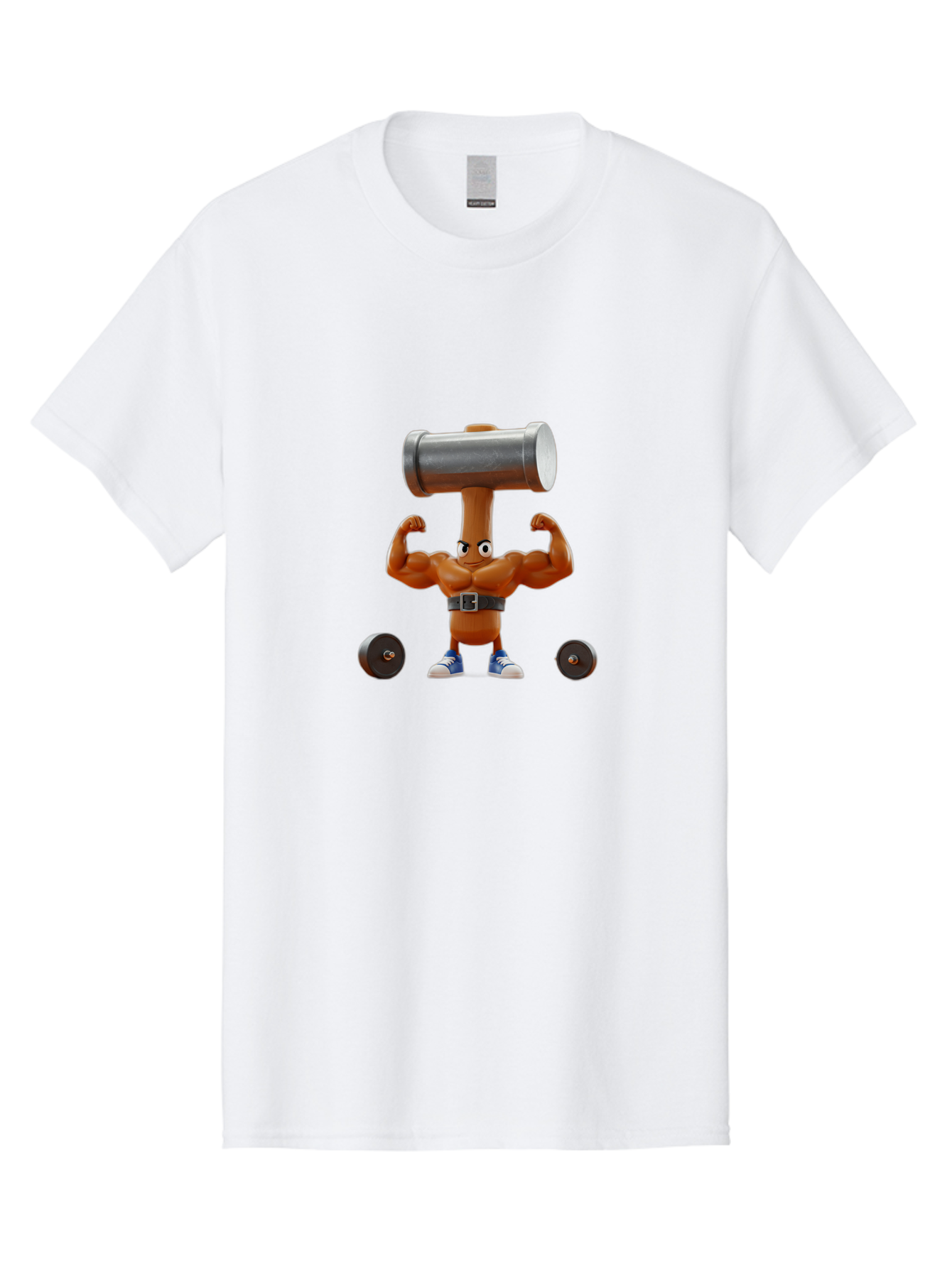 Gumball Men'S Graphic Tee, 100% Cotton, Comfortable Casual Summer Wear, Machine Washable, Flexing Cartoon Pencil, Strong And Muscular, Weightlifting Exercise, Dumbbells, Cartoon Character, Flexed Biceps, Fitness Motivation, Pencil With Face Bad172