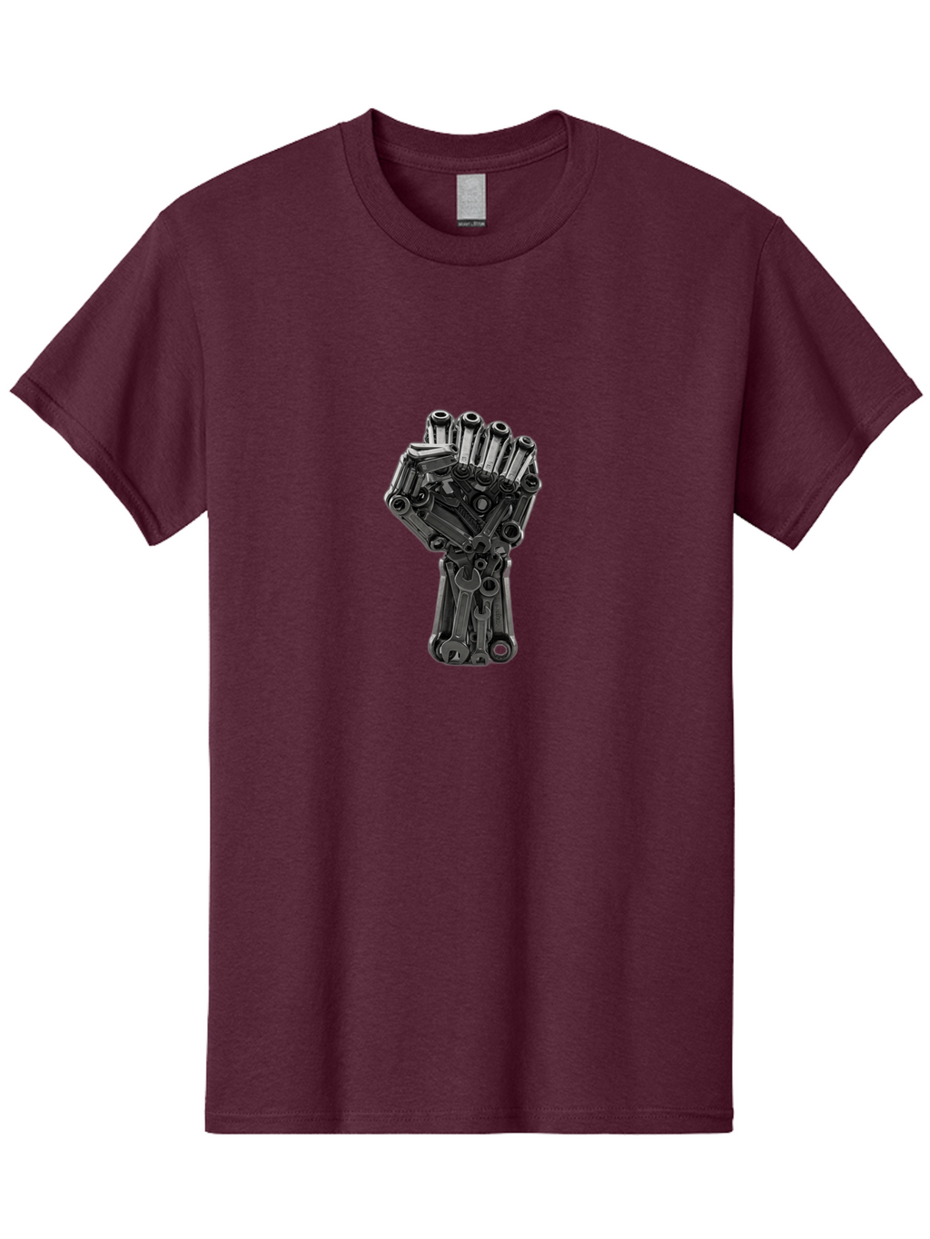 Gun-Hand Men'S Graphic Tee, 100% Cotton, Comfortable Casual Summer Wear, Machine Washable, Hand Made From Guns, Gun Violence, Protest Art, Mechanical Hand, Creative Sculpture, Social Commentary, Symbolic Representation, Powerful Statement, Bad173