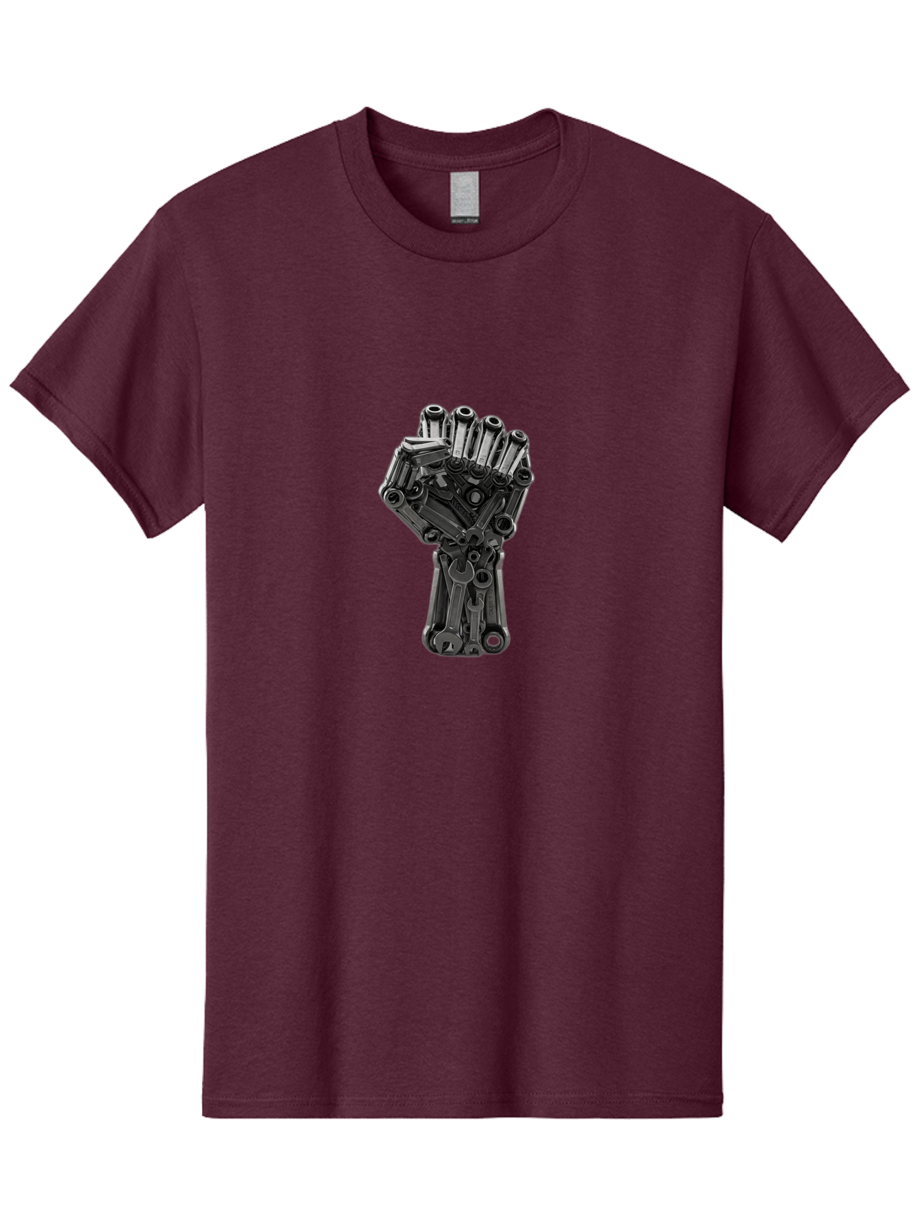 Gun-Hand Men'S Graphic Tee, 100% Cotton, Comfortable Casual Summer Wear, Machine Washable, Hand Made From Guns, Gun Violence, Protest Art, Mechanical Hand, Creative Sculpture, Social Commentary, Symbolic Representation, Powerful Statement, Bad173