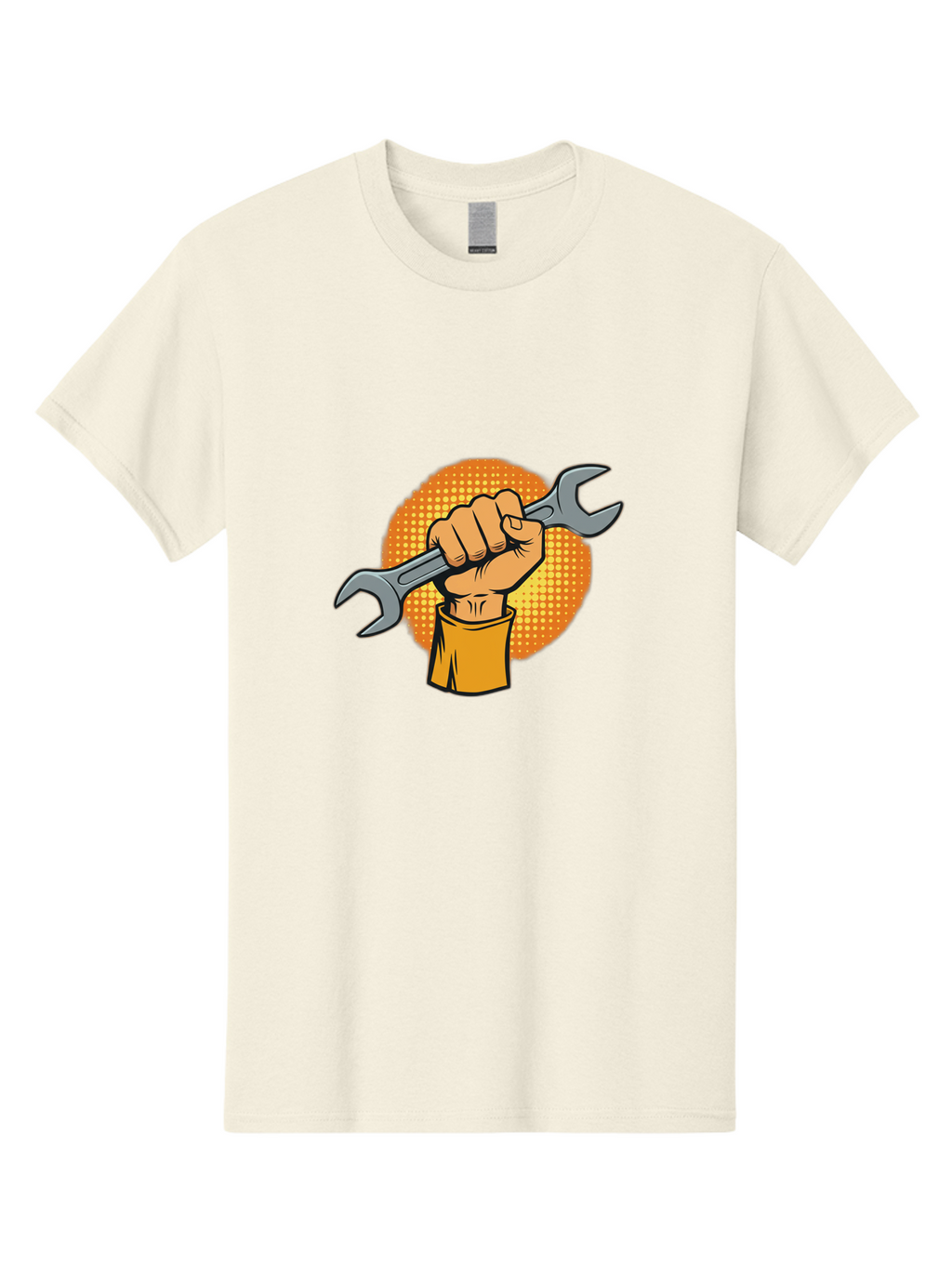 Hand-Holding-Spanner Men'S Graphic Tee, 100% Cotton, Comfortable Casual Summer Wear, Machine Washable, Hand Holding Wrench, Diy Repair, Mechanic Tools, Toolbox Essentials, Handyman Work, Repair Services, Construction Equipment, Bad184