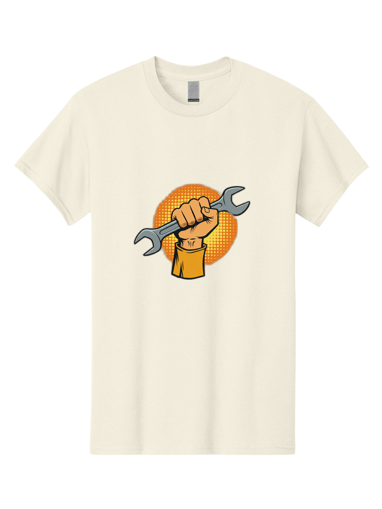 Hand-Holding-Spanner Men'S Graphic Tee, 100% Cotton, Comfortable Casual Summer Wear, Machine Washable, Hand Holding Wrench, Diy Repair, Mechanic Tools, Toolbox Essentials, Handyman Work, Repair Services, Construction Equipment, Bad184