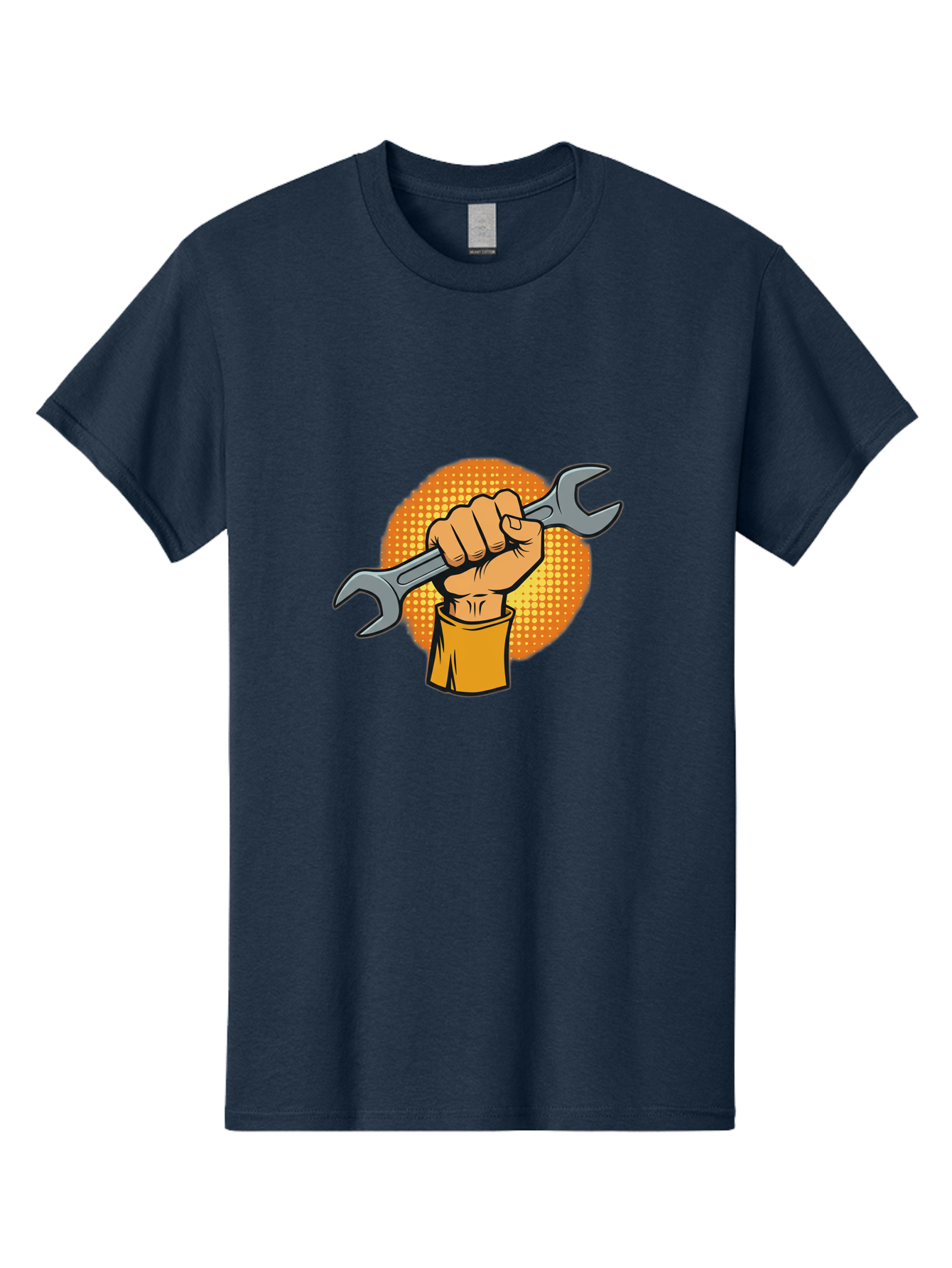 Hand-Holding-Spanner Men'S Graphic Tee, 100% Cotton, Comfortable Casual Summer Wear, Machine Washable, Hand Holding Wrench, Diy Repair, Mechanic Tools, Toolbox Essentials, Handyman Work, Repair Services, Construction Equipment, Bad184