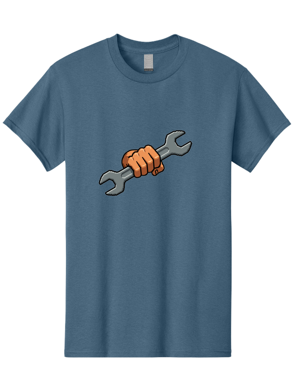 Hand-Holding-Wrench-1 Men'S Graphic Tee, 100% Cotton, Comfortable Casual Summer Wear, Machine Washable, Hand Holding Wrench, Adjustable Wrench, Repair Tool, Diy Symbol, Hand Grip, Tool Handle, Machinery Repair Bad185