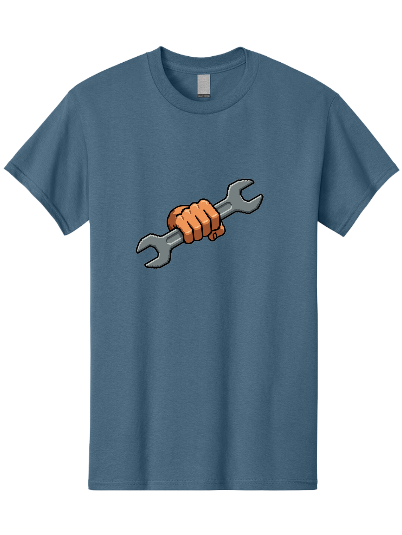 Hand-Holding-Wrench-1 Men'S Graphic Tee, 100% Cotton, Comfortable Casual Summer Wear, Machine Washable, Hand Holding Wrench, Adjustable Wrench, Repair Tool, Diy Symbol, Hand Grip, Tool Handle, Machinery Repair Bad185