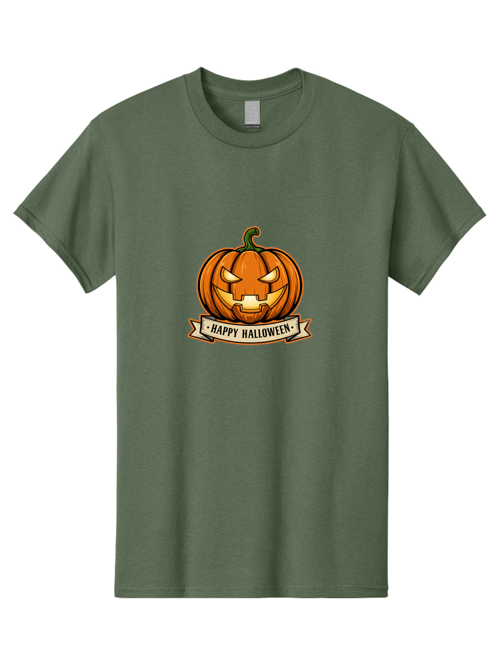 Happy-Halloween-Jack-O-Lantern Men'S Graphic Tee, 100% Cotton, Comfortable Casual Summer Wear, Machine Washable, Jack-O-Lantern, Halloween Pumpkin, Spooky Face, Orange Pumpkin, Festive Design, Happy Halloween Banner, Cartoon Illustration, Bad191