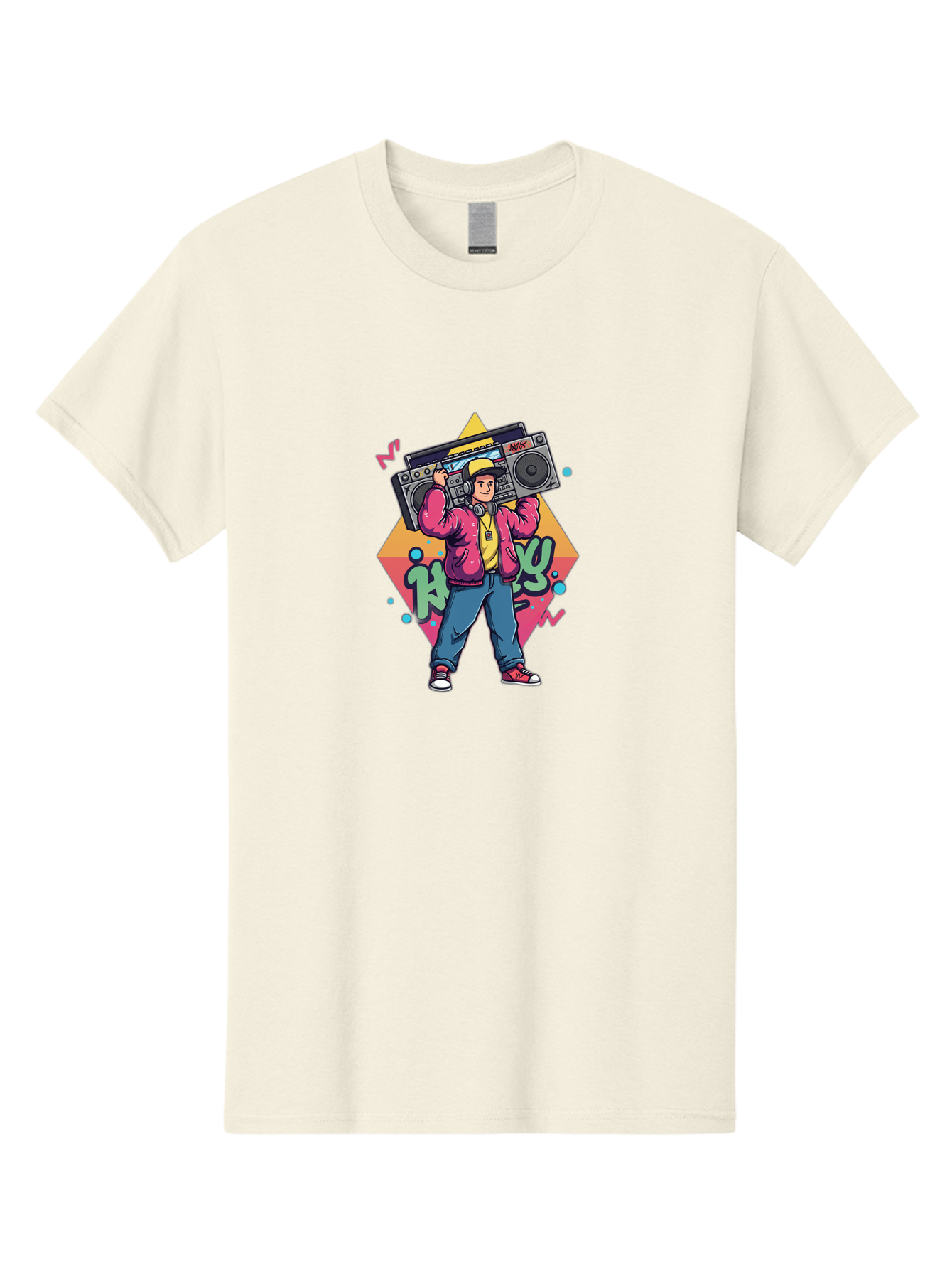 Hip-Hop-Boy Men'S Graphic Tee, 100% Cotton, Comfortable Casual Summer Wear, Machine Washable, Hip Hop Culture, Streetwear Fashion, Boombox Music, Graffiti Art, Retro Style, Urban Lifestyle, Cool Attitude, Vintage Vibes, Rap Music, Bad196