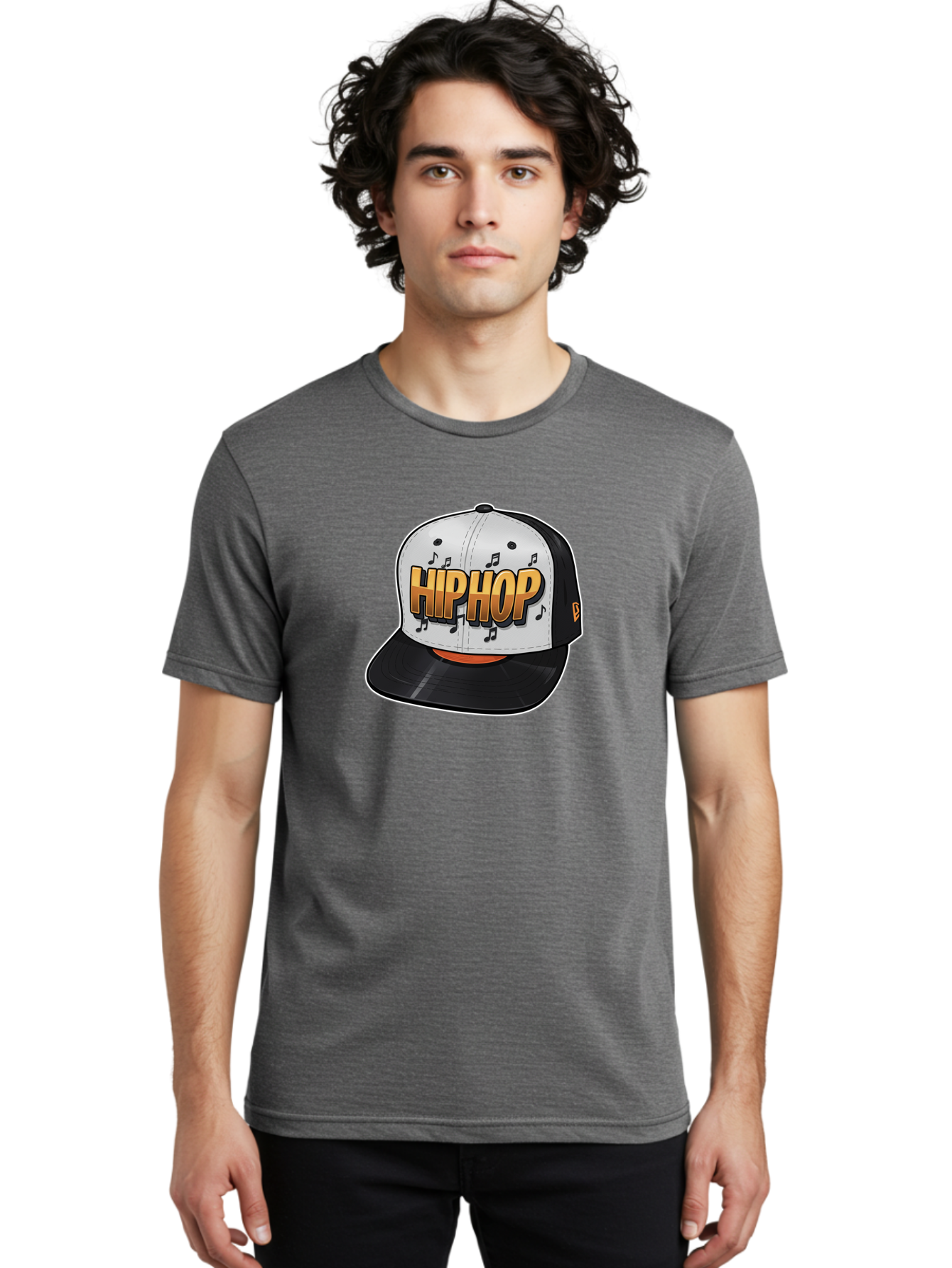 Hip-Hop Men'S Graphic Tee, 100% Cotton, Comfortable Casual Summer Wear, Machine Washable, Hip Hop Hat, Snapback Cap, Streetwear Fashion, Musical Notes, Bold Graphics, Urban Style, Trendy Accessories, Rap Culture, Stylish Headwear, Bad197