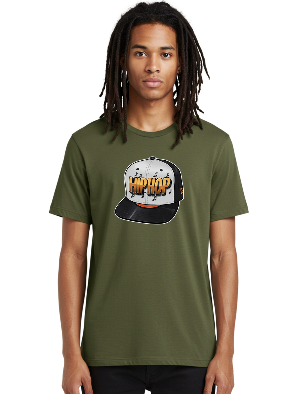 Hip-Hop Men'S Graphic Tee, 100% Cotton, Comfortable Casual Summer Wear, Machine Washable, Hip Hop Hat, Snapback Cap, Streetwear Fashion, Musical Notes, Bold Graphics, Urban Style, Trendy Accessories, Rap Culture, Stylish Headwear, Bad197