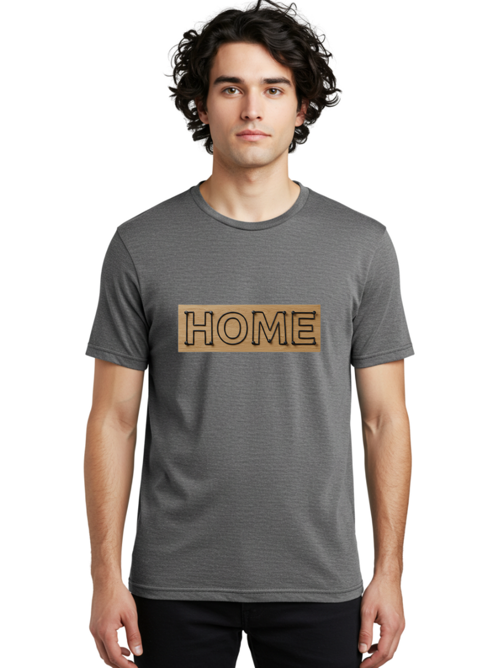 Home Men'S Graphic Tee, 100% Cotton, Comfortable Casual Summer Wear, Machine Washable, Wooden Sign, Home Sign, Marquee Letters, Rustic Decor, Home Decor, Wooden Marquee, Vintage Style, Home Sweet Home Bad199