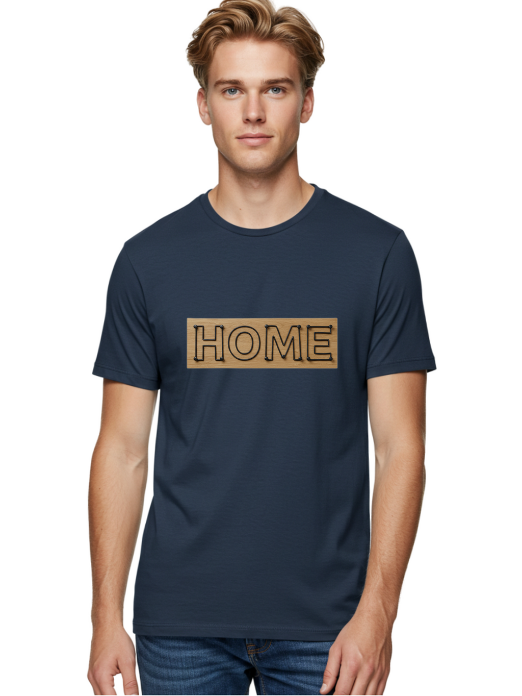 Home Men'S Graphic Tee, 100% Cotton, Comfortable Casual Summer Wear, Machine Washable, Wooden Sign, Home Sign, Marquee Letters, Rustic Decor, Home Decor, Wooden Marquee, Vintage Style, Home Sweet Home Bad199