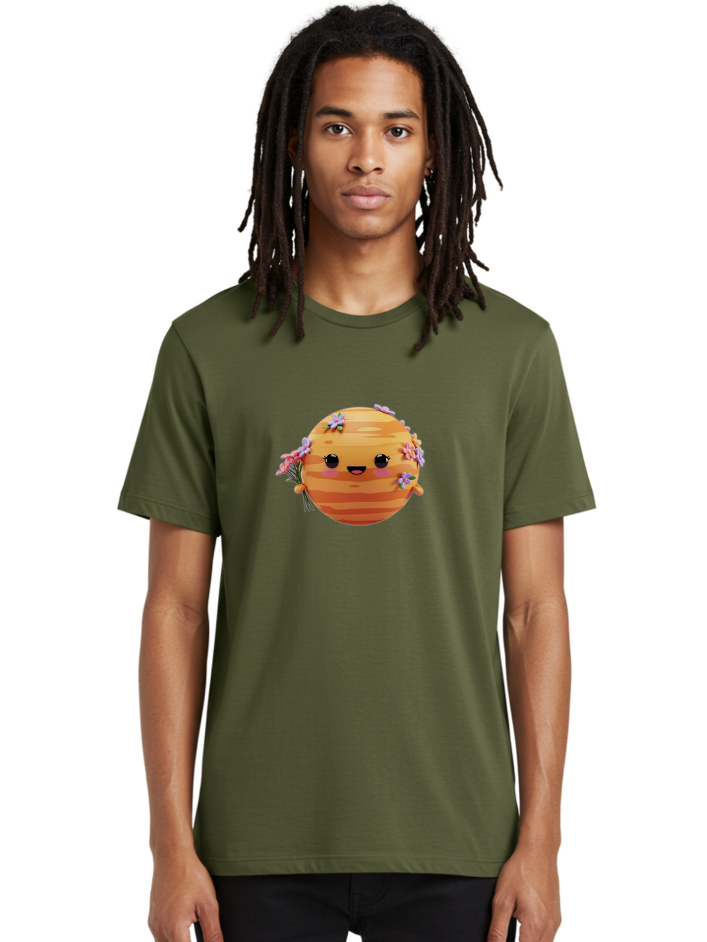 Honeycomb-Bee Men'S Graphic Tee, 100% Cotton, Comfortable Casual Summer Wear, Machine Washable, Cartoon Bee, Honeycomb, Flowers, Blossoms, Smiling Face, Kawaii Character, Cute Bee, Floral Decorations, Bee Illustration, Digital Art, Bad200