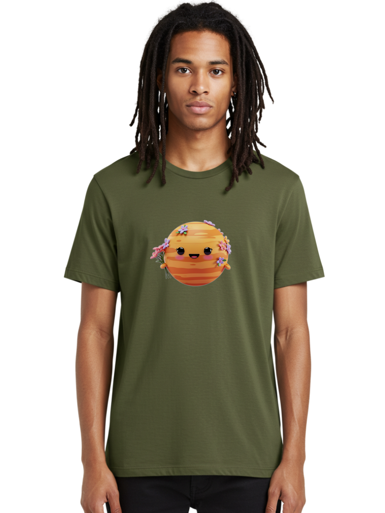 Honeycomb-Bee Men'S Graphic Tee, 100% Cotton, Comfortable Casual Summer Wear, Machine Washable, Cartoon Bee, Honeycomb, Flowers, Blossoms, Smiling Face, Kawaii Character, Cute Bee, Floral Decorations, Bee Illustration, Digital Art, Bad200