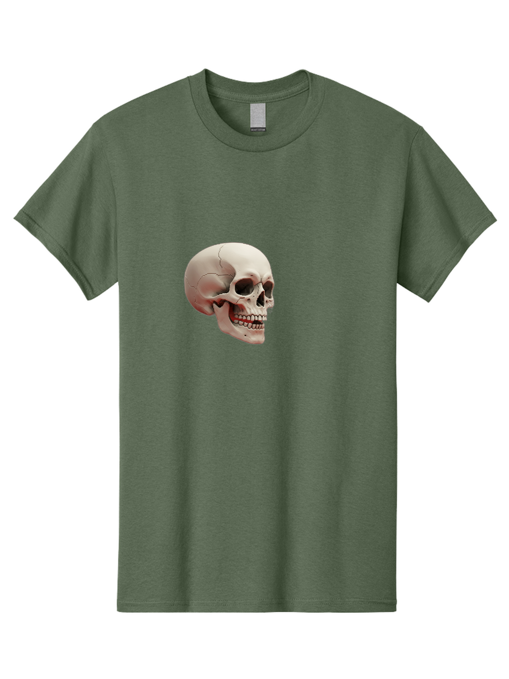 Human-Skull Men'S Graphic Tee, 100% Cotton, Comfortable Casual Summer Wear, Machine Washable, Human Skull, Skeletal Head, Anatomy, Bone Structure, Dental Anatomy, Forensic Science, Medical Education, Death Symbol, Gothic Art Bad205