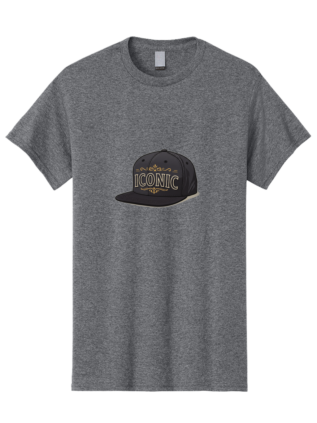 Iconic-Snapback-Hat Men'S Graphic Tee, 100% Cotton, Comfortable Casual Summer Wear, Machine Washable, Baseball Cap, Black Hat, Iconic Logo, Fashion Accessory, Trendy Headwear, Streetwear Style, Casual Wear, Hat Design, Gold Accents, Bad211