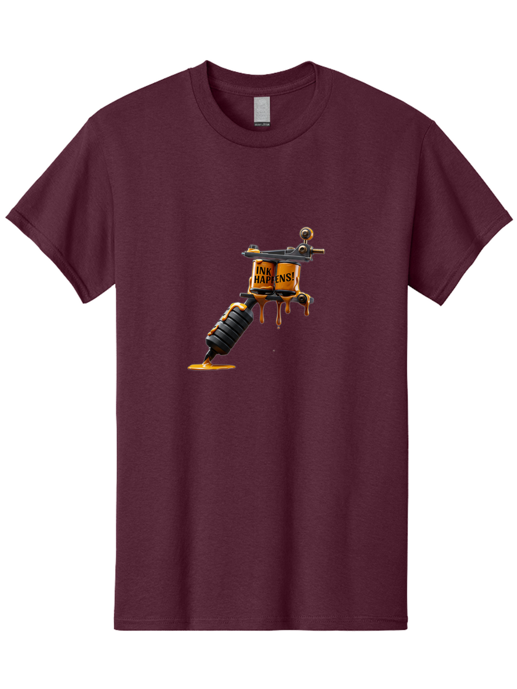 Ink-Happens-2 Men'S Graphic Tee, 100% Cotton, Comfortable Casual Summer Wear, Machine Washable, Tattoo Machine, Ink Dripping, Body Art, Creative Expression, Tattoo Culture, Artistic Design, Ink Happens Bad216
