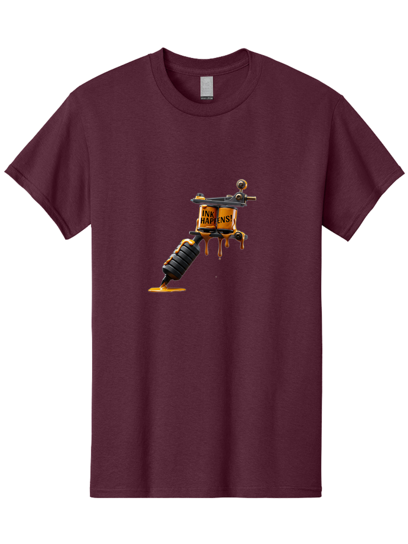Ink-Happens-2 Men'S Graphic Tee, 100% Cotton, Comfortable Casual Summer Wear, Machine Washable, Tattoo Machine, Ink Dripping, Body Art, Creative Expression, Tattoo Culture, Artistic Design, Ink Happens Bad216