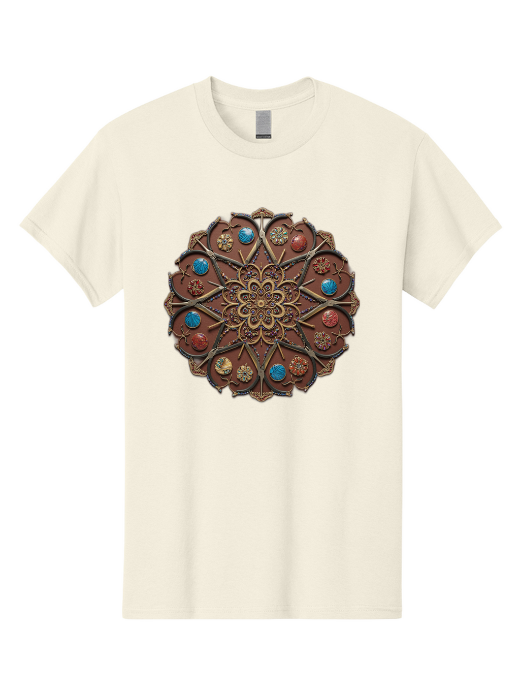 Intricate-Design Men'S Graphic Tee, 100% Cotton, Comfortable Casual Summer Wear, Machine Washable, Mandala Artwork, Intricate Patterns, Ornate Details, Floral Motifs, Symmetry, Decorative Art, Cultural Heritage, Colorful Design, Detailed Work, Bad218