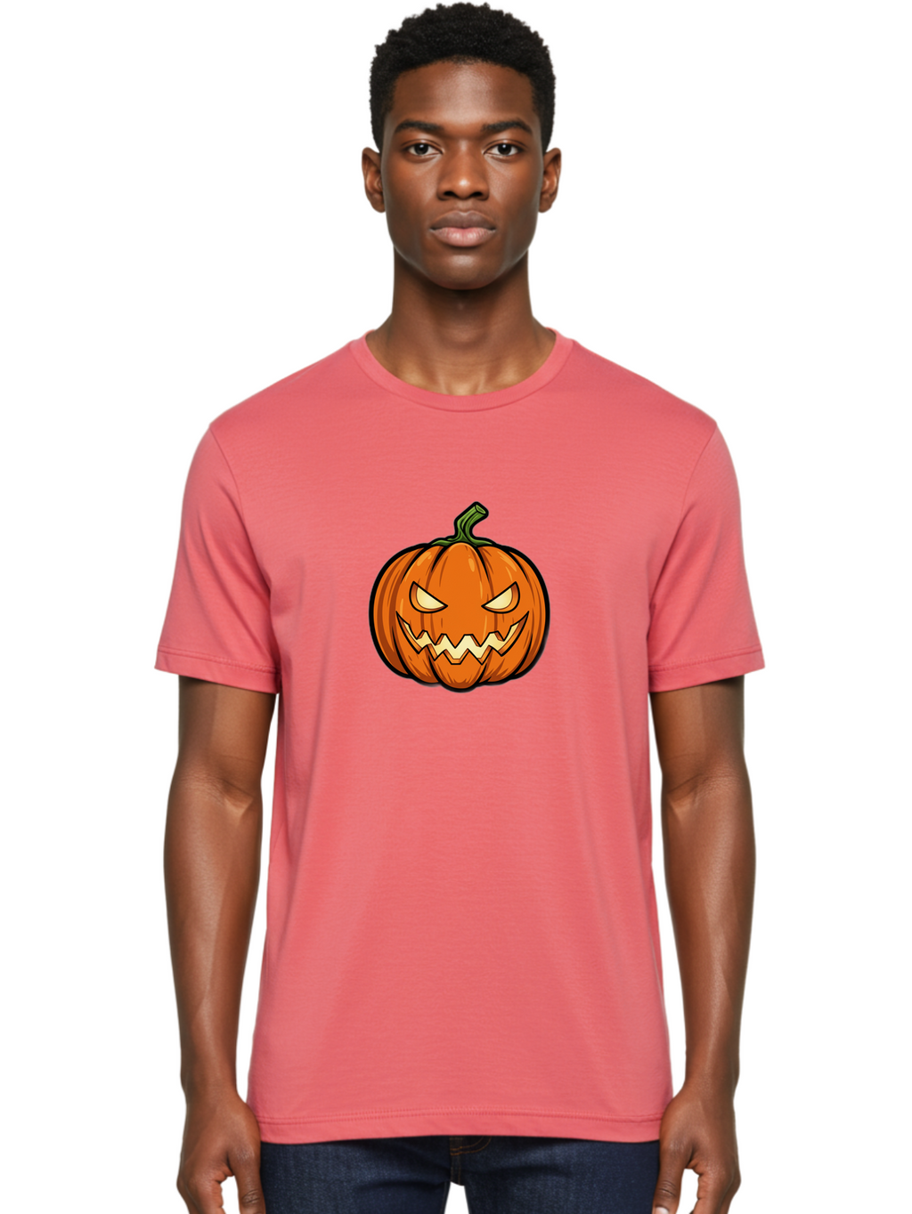 Jack-O-Lantern-5 Men'S Graphic Tee, 100% Cotton, Comfortable Casual Summer Wear, Machine Washable, Cartoon Pumpkin, Halloween Decorations, Spooky Face, Orange Pumpkin, Scary Eyes, Autumn Symbols, Jack O' Lantern, Halloween Theme, Festive Gourd Bad225