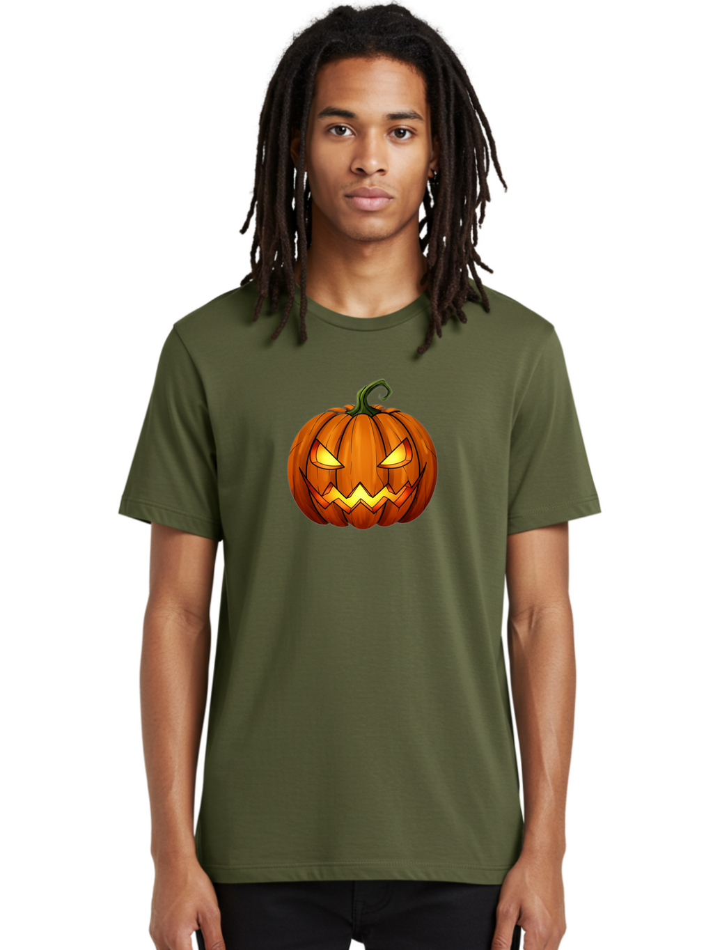 Jack-O-Lantern-Pumpkin Men'S Graphic Tee, 100% Cotton, Comfortable Casual Summer Wear, Machine Washable, Halloween Pumpkin, Carved Face, Glowing Eyes, Spooky Atmosphere, Autumnal Symbol, Festive Decor, Orange Gourd, Eerie Grin, Bad227
