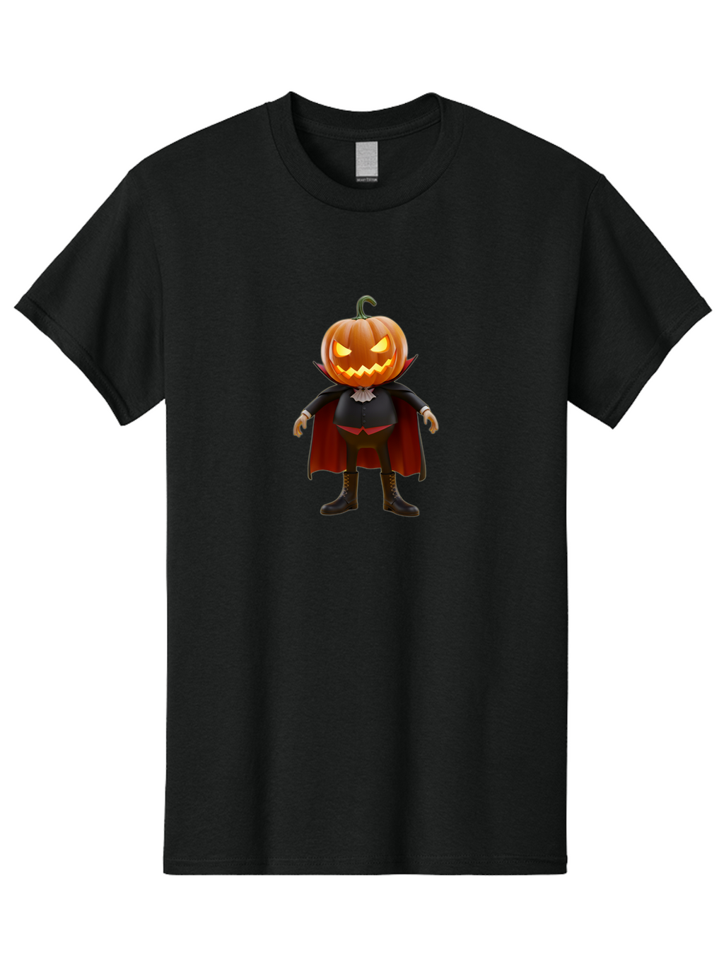 Jack-O-Lantern-Vampire Men'S Graphic Tee, 100% Cotton, Comfortable Casual Summer Wear, Machine Washable, Vampire Pumpkin, Jack-O-Lantern Head, Halloween Character, Spooky Figure, Red Cape, Black Suit, White Ruffle, Eerie Glow, Glowing Eyes, Bad228