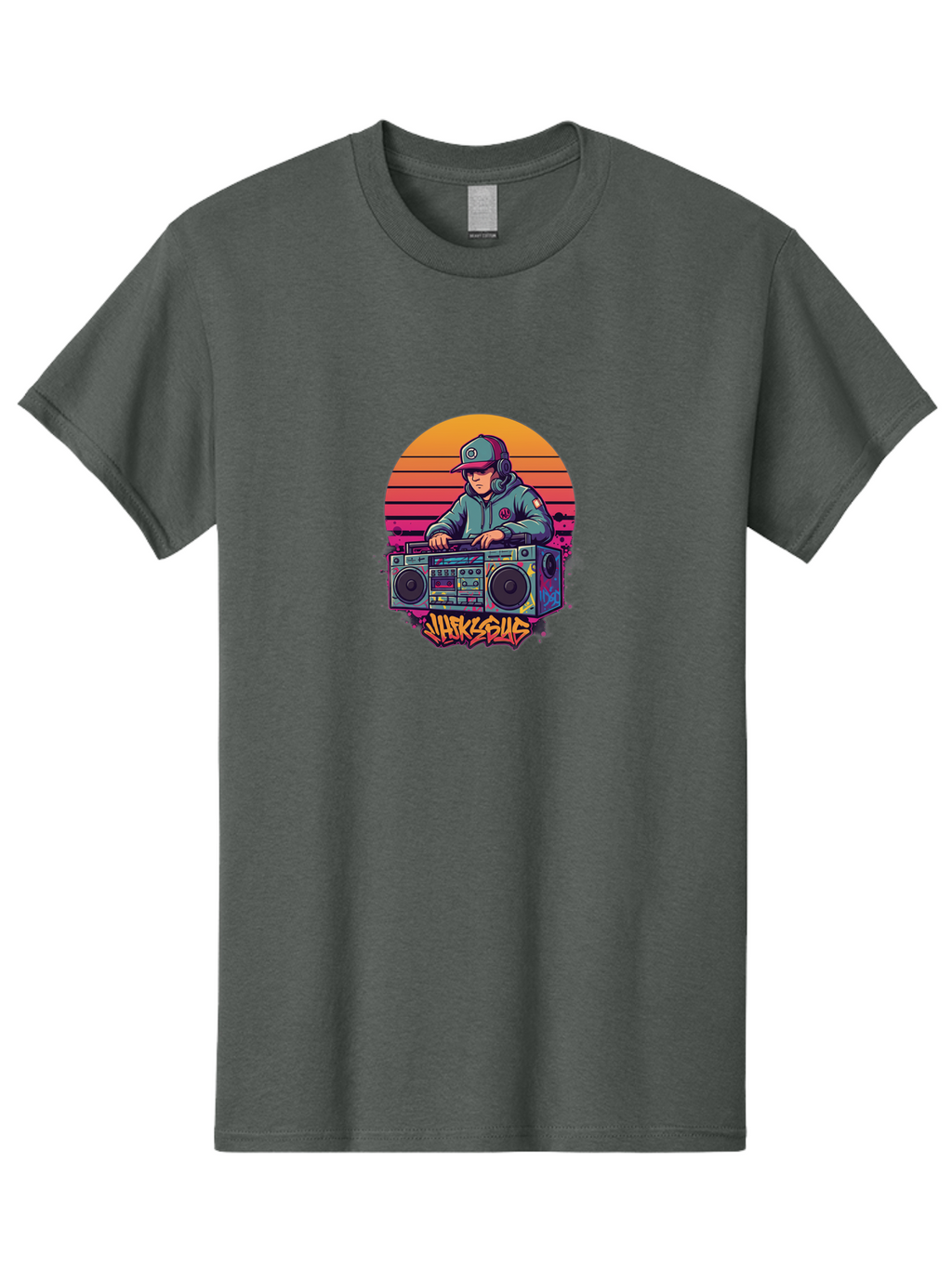 Jukesus Men'S Graphic Tee, 100% Cotton, Comfortable Casual Summer Wear, Machine Washable, Retro Dj, Boombox, Vintage Headphones, Street Style, Graffiti Art, Hip Hop Culture, 90S Nostalgia, Urban Fashion, Mixtape Vibes, Jukesus Logo, Bad233