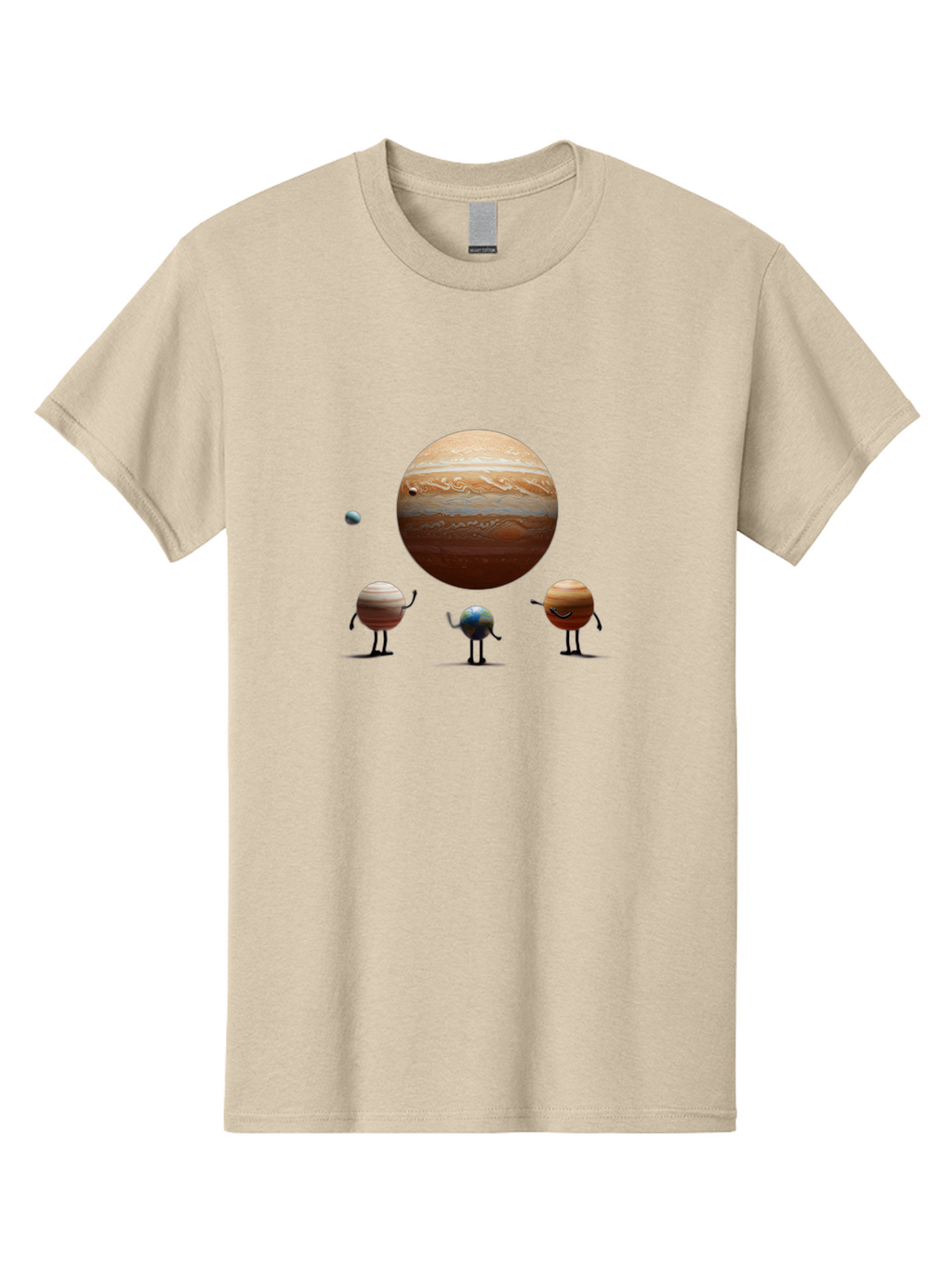 Jupiter-And-Moons Men'S Graphic Tee, 100% Cotton, Comfortable Casual Summer Wear, Machine Washable, Jupiter Planet, Cartoon Moons, Solar System, Astronomy, Space Exploration, Planetary Bodies, Celestial Objects, Orbital Patterns Bad238