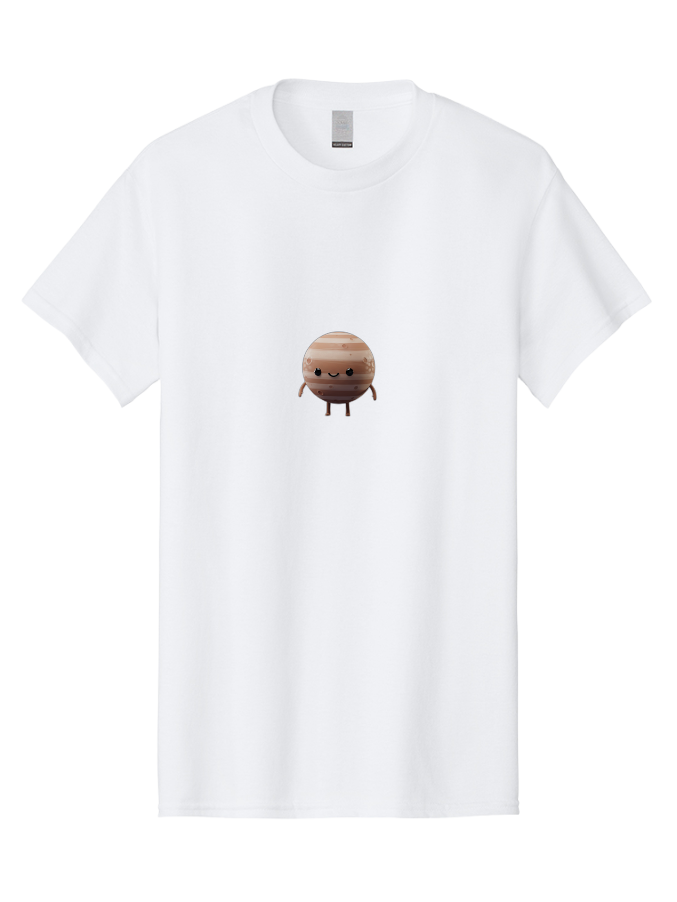 Jupiter-Mascot-1 Men'S Graphic Tee, 100% Cotton, Comfortable Casual Summer Wear, Machine Washable, Cartoon Planet, Jupiter Illustration, Smiling Face, Cute Character, Anthropomorphic Design, 3D Rendering, Gas Giant Representation, Bad239